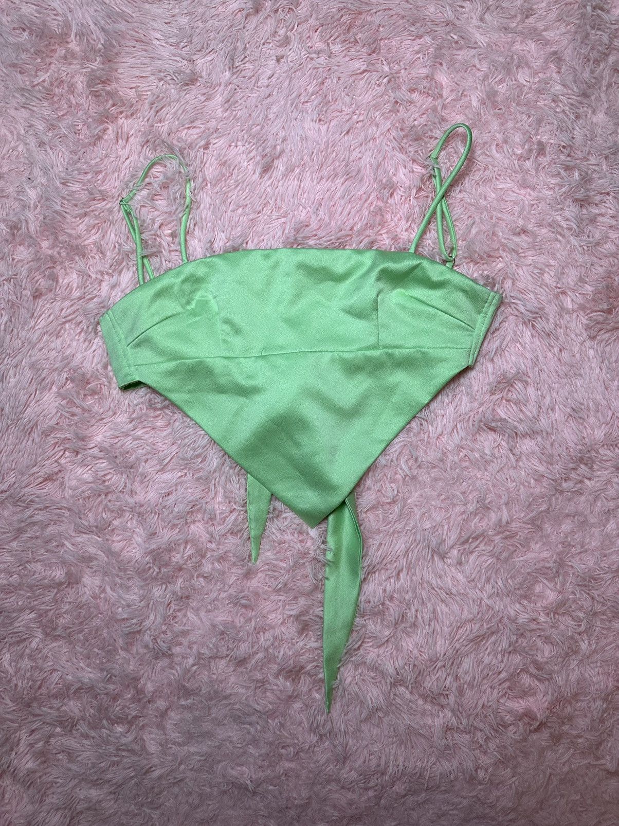 PRINCESS POLLY Princess Polly Lime Green 90s Halter Tank Top Soft Crop Top Size S / US 4 / IT 40 - 2 Thumbnail