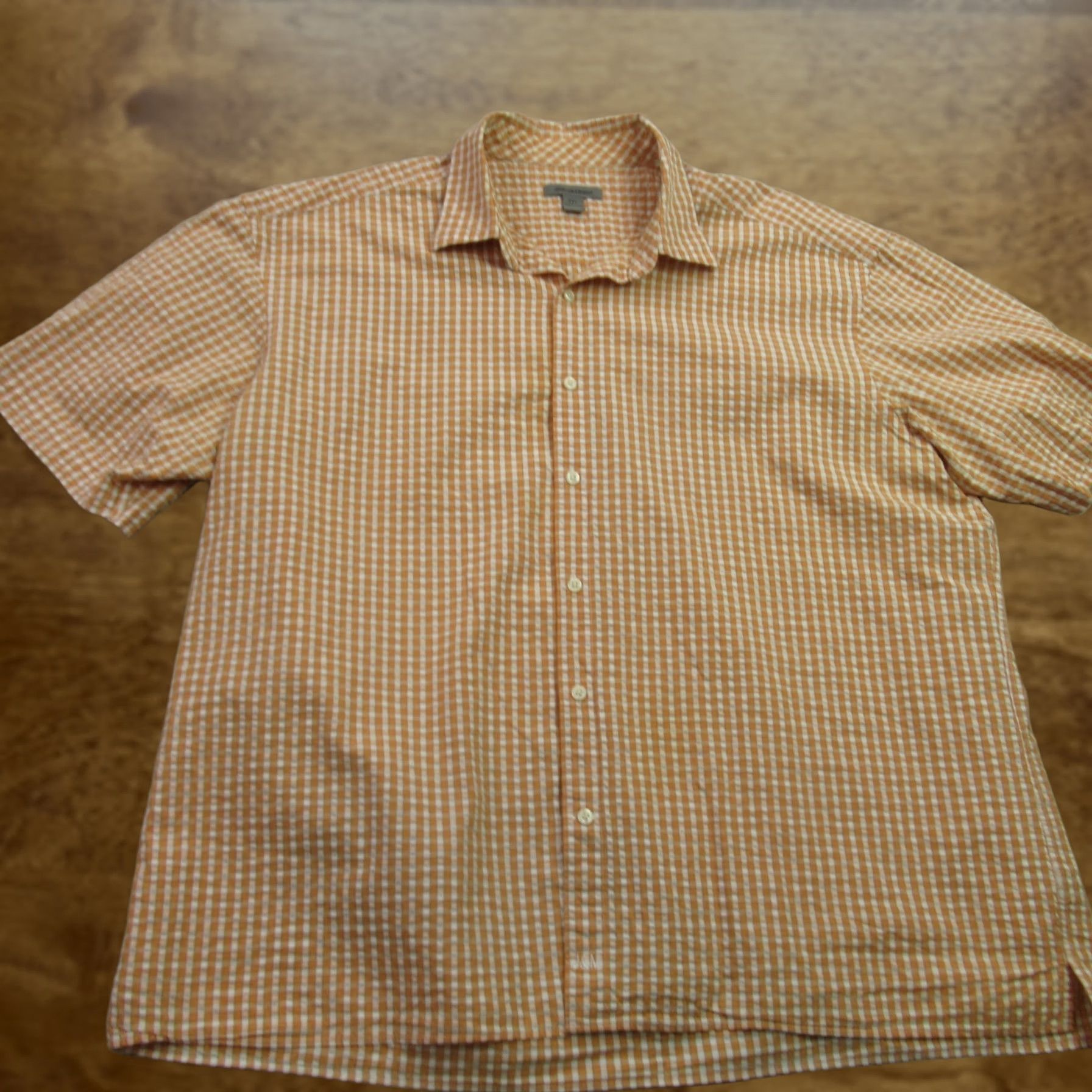 Johnston & Murphy Johnston & Murphy Men's Button-Up Shirt Short Sleeve Yellow Check 2XL Regular Collar Cutaway Size US XXL / EU 58 / 5 - 1 Thumbnail
