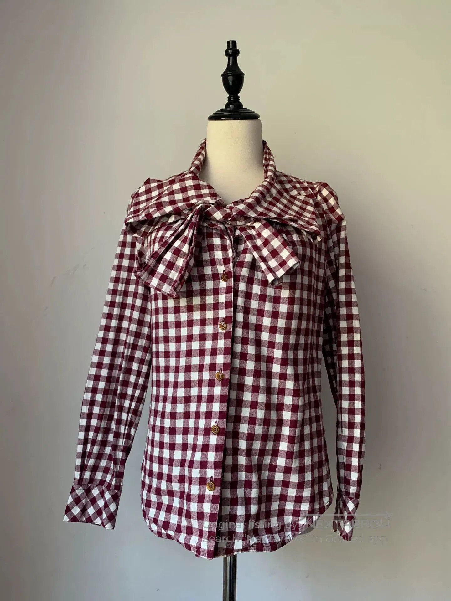 vivienne westwood red check bow blouse.