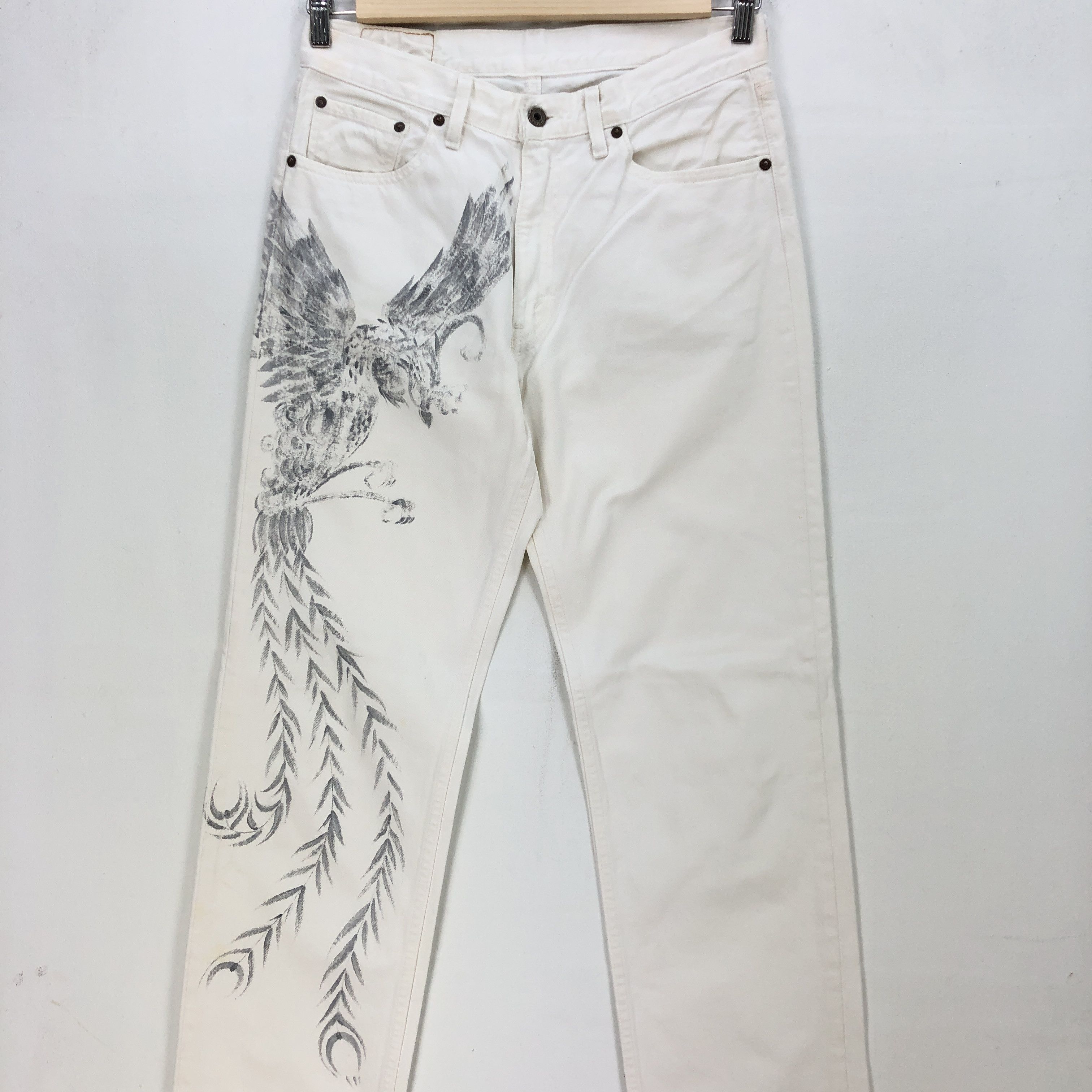Levi's Rare Vintage Levis Jeans Printed Phoenix Levi's White Denim Size US 30 / EU 46 - 3 Thumbnail