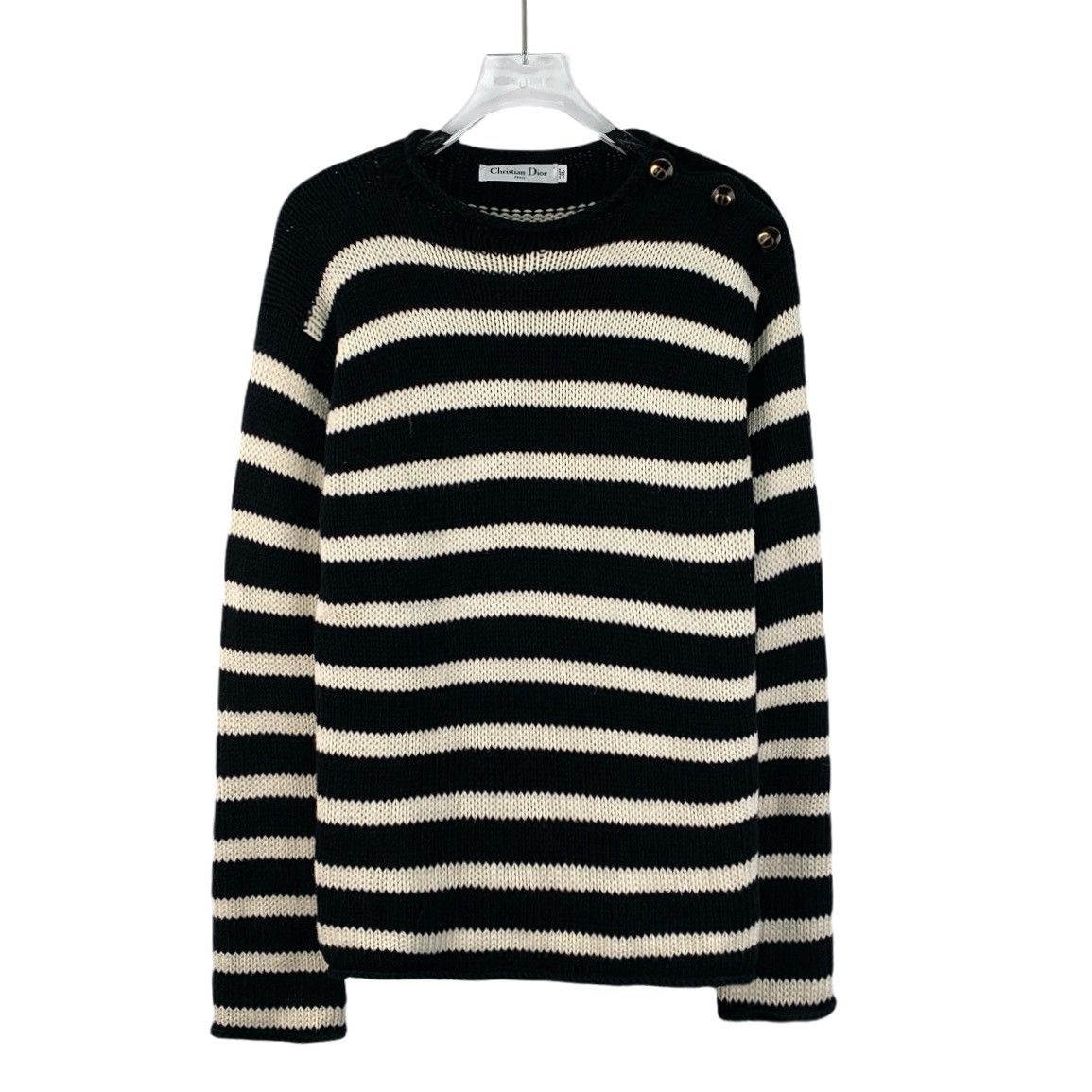 トップス Dior 90s stripe knit Dior Stripe Side Button Cotton Long Sleeve Knit Sweater