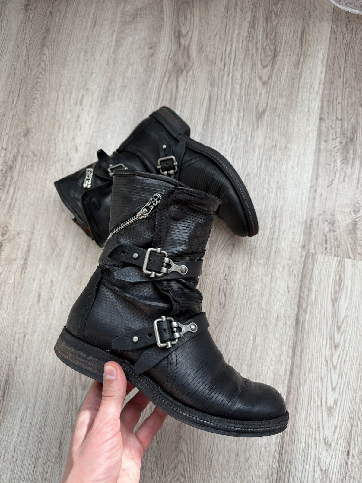A.S.98 Airstep A.S.98 Black Leather Buckle Strap Zip Biker EU 38 Size US 8 / IT 38 - 1 Thumbnail