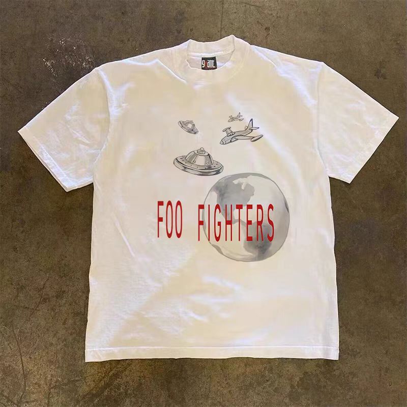 Japanese Brand × Vintage White street washed retro spaceship print t-shirt Size US M / EU 48-50 / 2 - 1 Thumbnail