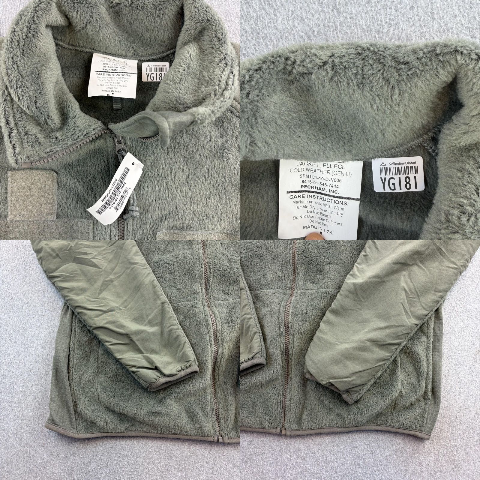 Vintage Peckham, Inc. Jacket Mens MT Green Fleece Cold Weather GEN III Military Army Jacket zip pocket Insulated Lined Full Zip Casual Workwear Outdoor Size US M / EU 48-50 / 2 - 8 Thumbnail