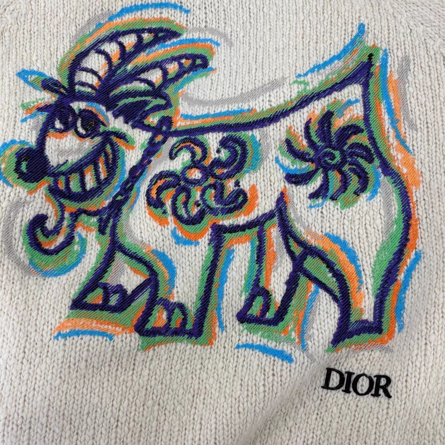 Dior Beige High Neck Knit Sweater with Colorful Graphic Size US S / EU 44-46 / 1 - 7 Thumbnail