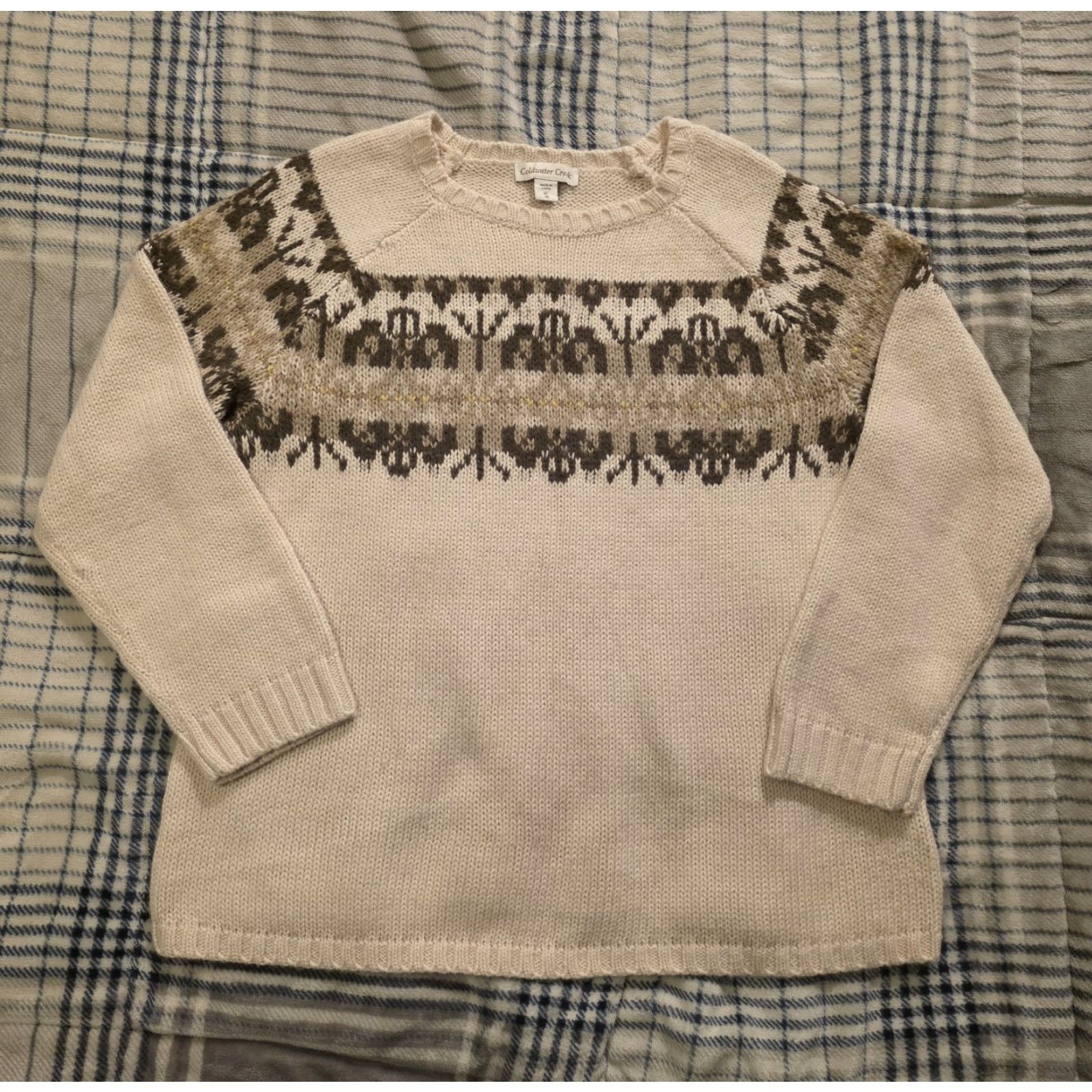 Coldwater Creek VINTAGE Coldwater Creek Wool Mohair Blend Chunky Knit Sweater Fair Isle Creme Women's XL Size XL / US 12-14 / IT 48-50 - 2 Thumbnail