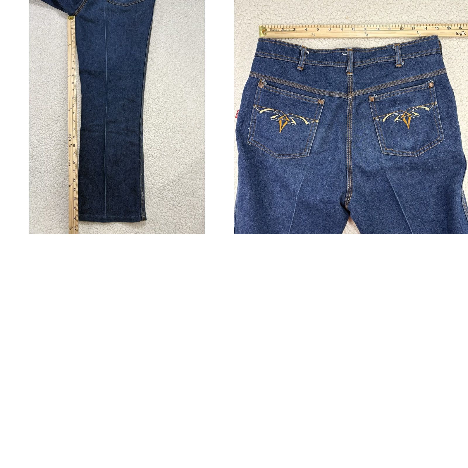 Vintage VINTAGE Braxton Denim Jeans Blue 70s 80s Mens Embroidered 33 x 27 Inseam 27 Waist 33 Look Hippy Size US 33 - 8 Thumbnail