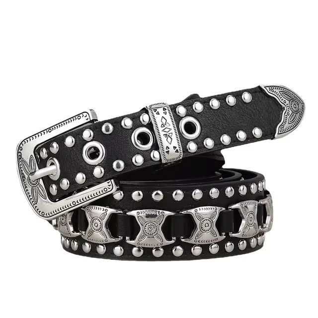 Jewelry Rivet Studded Hip Pop Decorative Belts Size ONE SIZE - 6 Thumbnail