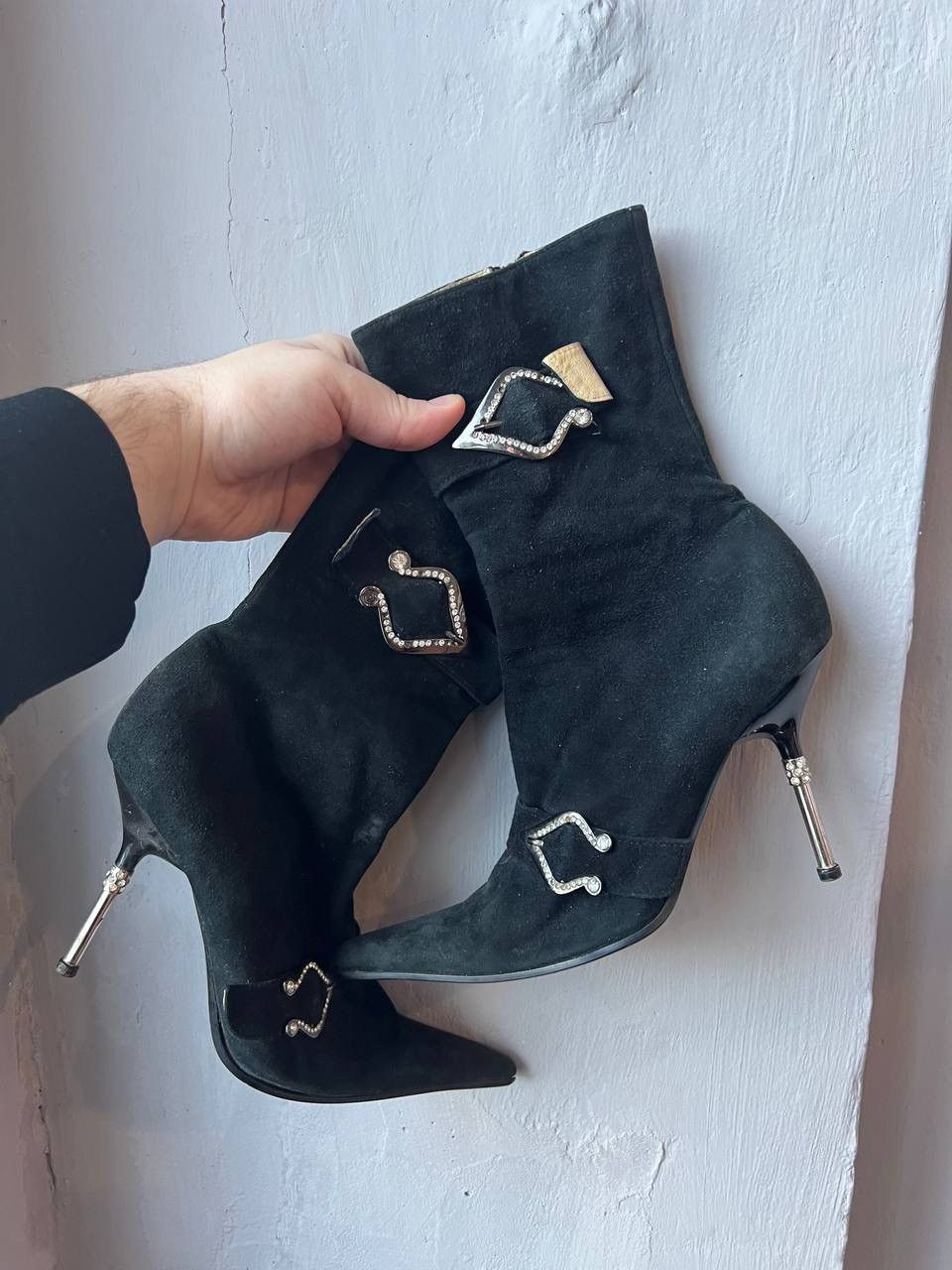 Gucci 1960/70 GUCCI MADE IN ITALY BLACK SUEDE BOOTS HEELS SIZE 38 Size US 8 / IT 38 - 3 Thumbnail