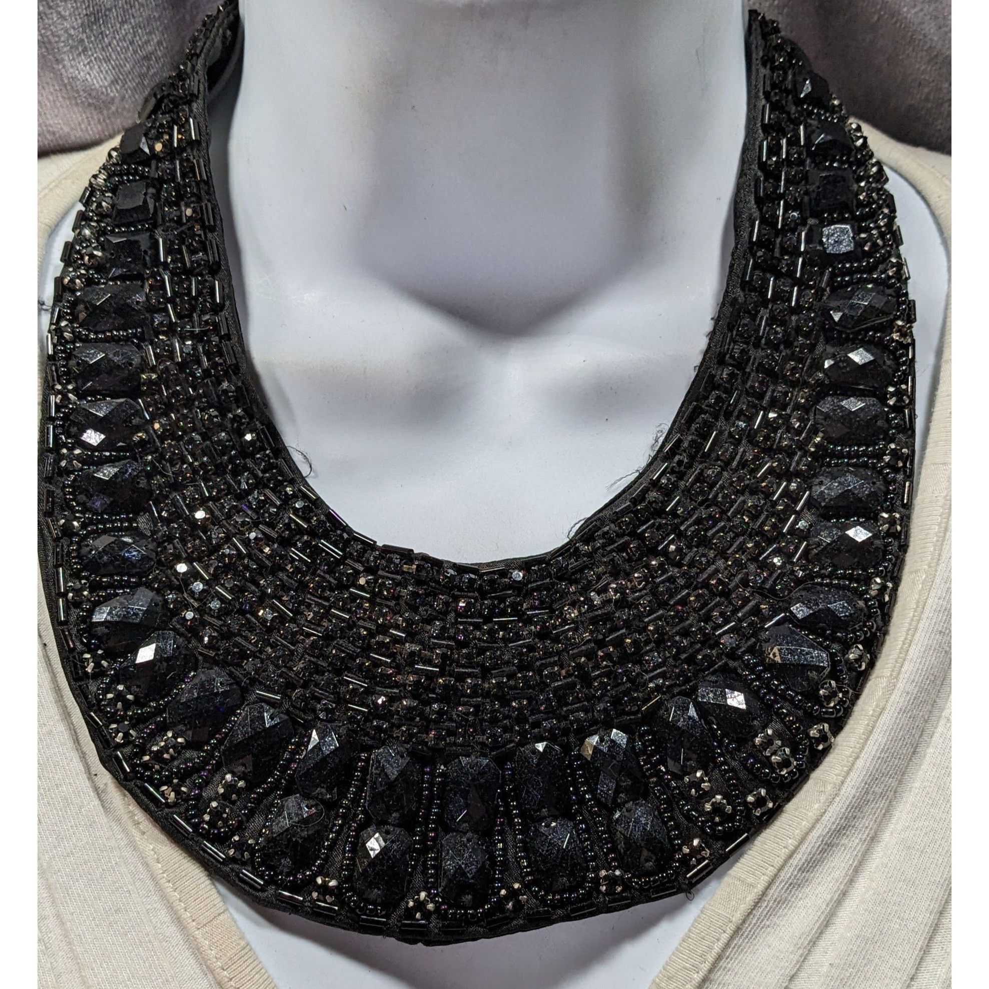 Other Gothic Vintage Handmade Satin Lined Glass Beaded Tie On Coll Size ONE SIZE - 2 Thumbnail