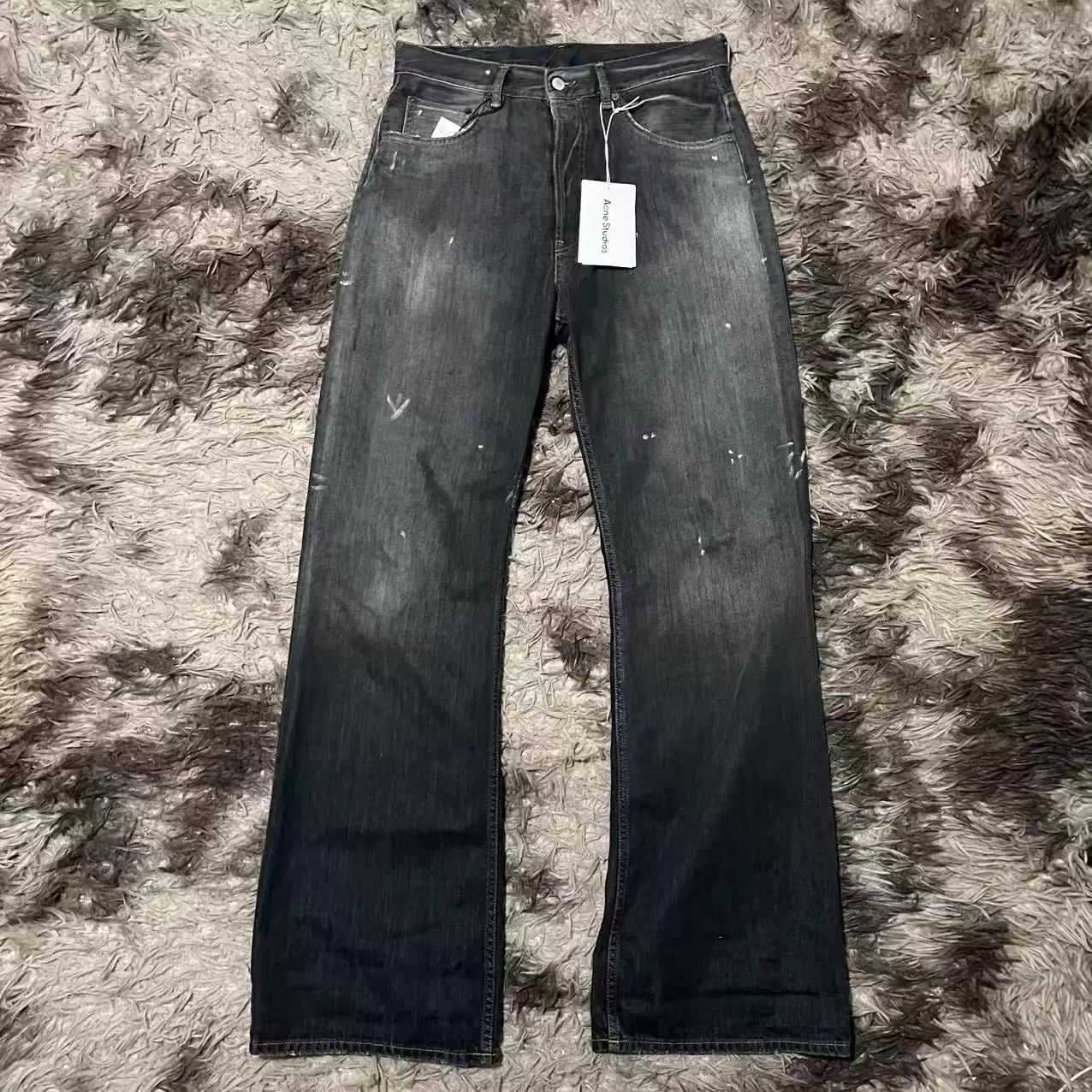 Acne Studios Acne Studios Black Distressed Splat Baggy Jeans 2021M Size 31" - 1 Thumbnail