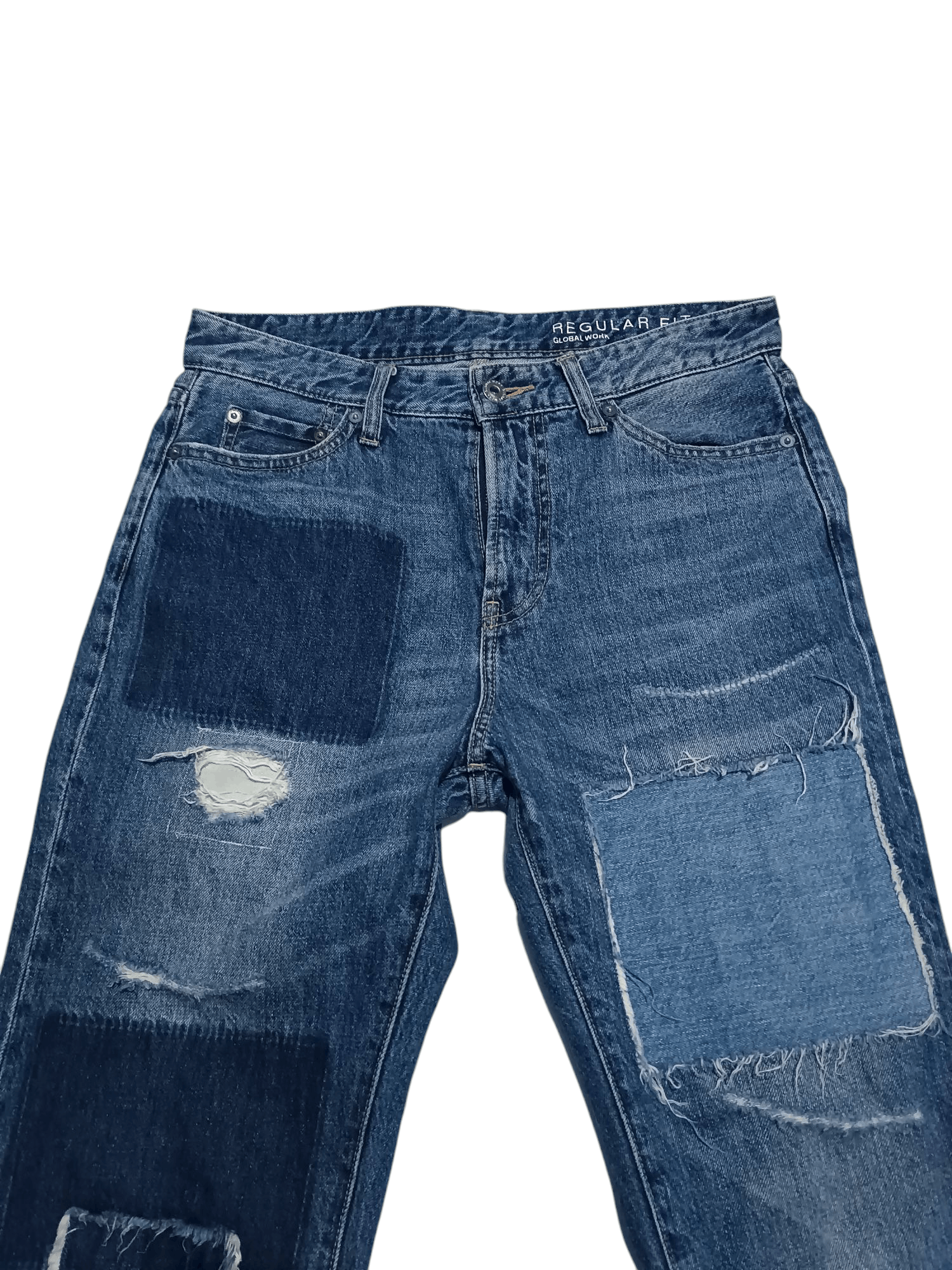 Global Work × Japanese Brand Global Work Patchwork Regular Fit Jeans Size US 30 / EU 46 - 2 Thumbnail