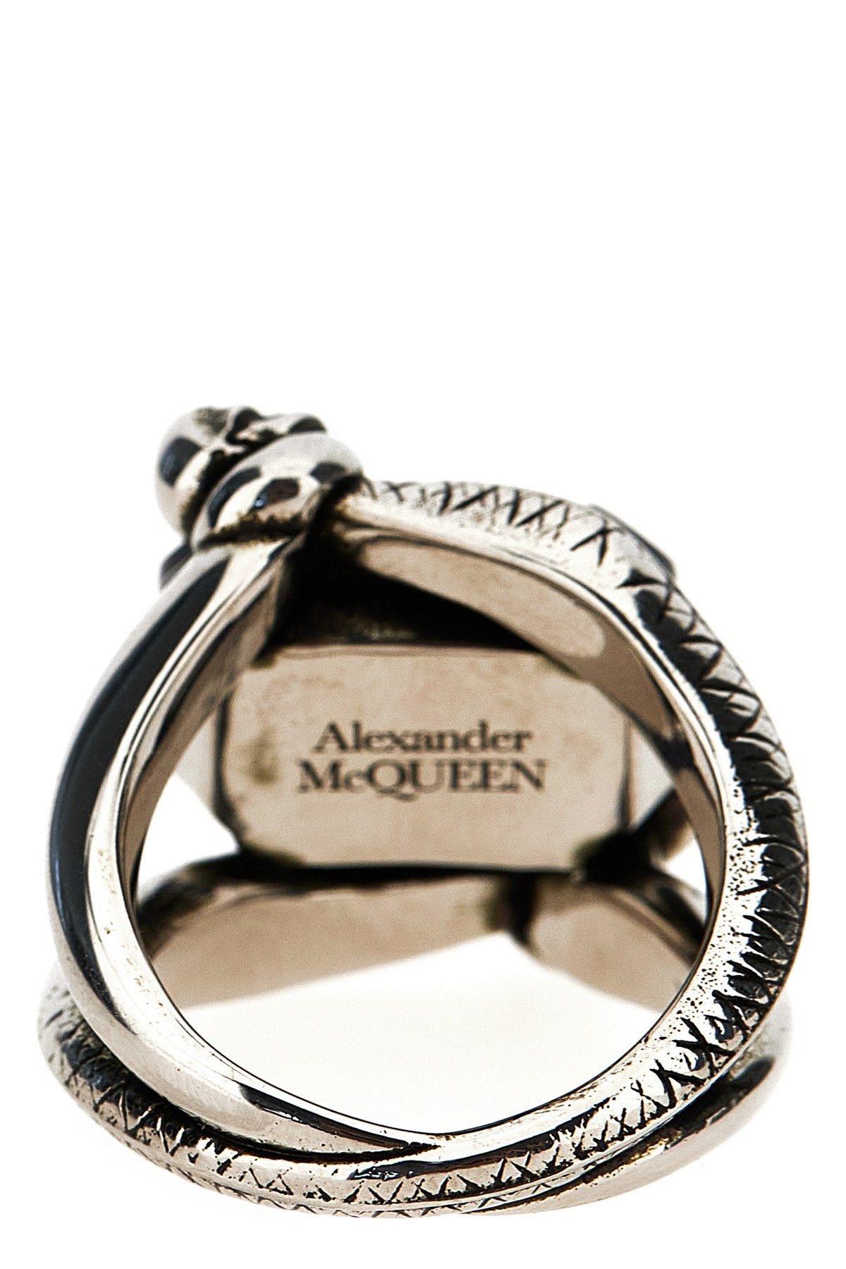 Alexander McQueen o1w1db10725 Size:21/Snake & Skull Ring in Silver/Black Size ONE SIZE - 2 Thumbnail