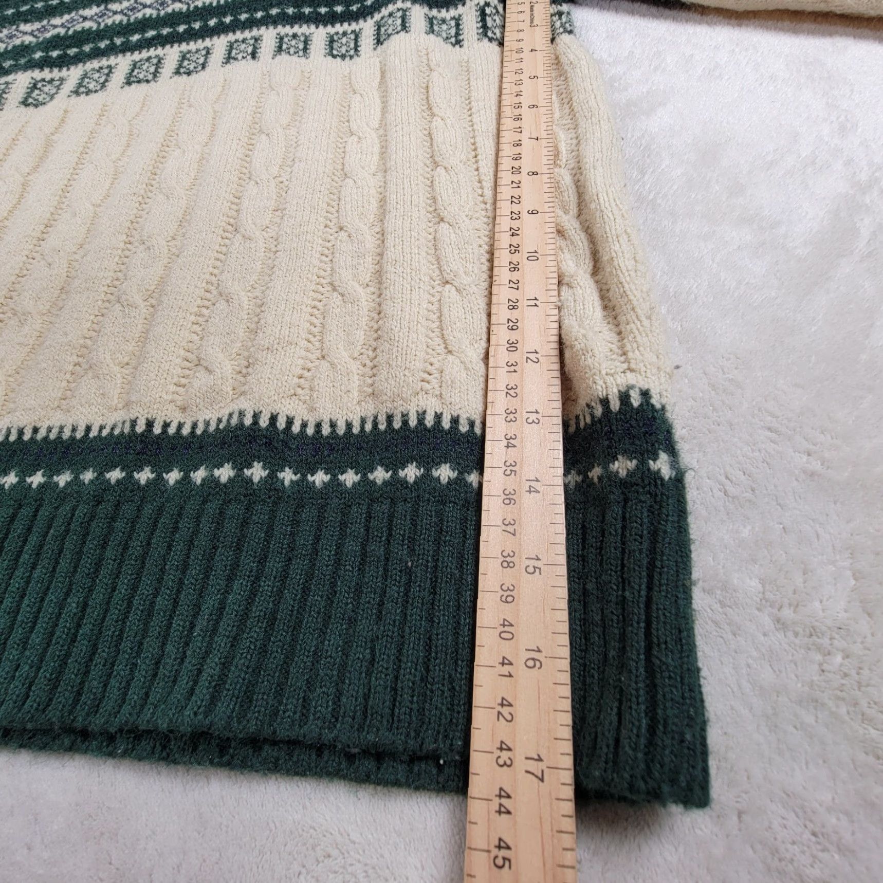 Vintage VINTAGE Beige Geometric Ivory Green Pullover Sweater Mens Medium 1980s Acrylic Size US M / EU 48-50 / 2 - 6 Thumbnail