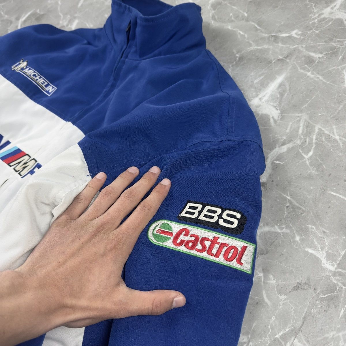 BMW Vintage BMW M Power Michelin Castrol BBS Blue Bomber Jacket Size US XL / EU 56 / 4 - 6 Thumbnail