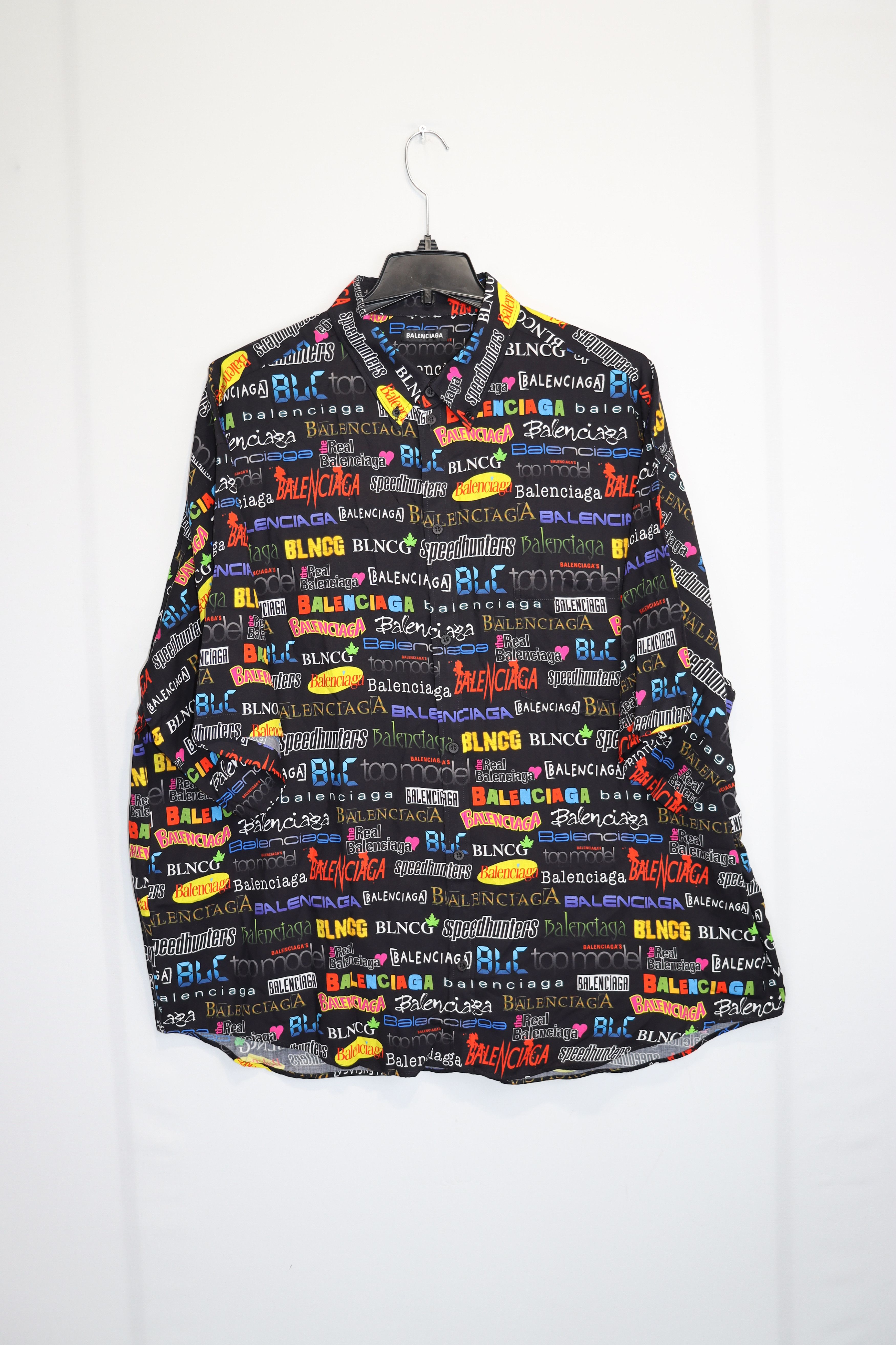 Balenciaga All Over Multi Logo Print Vacation Shirt in Multicolor Size US XL / EU 56 / 4 - 2 Thumbnail