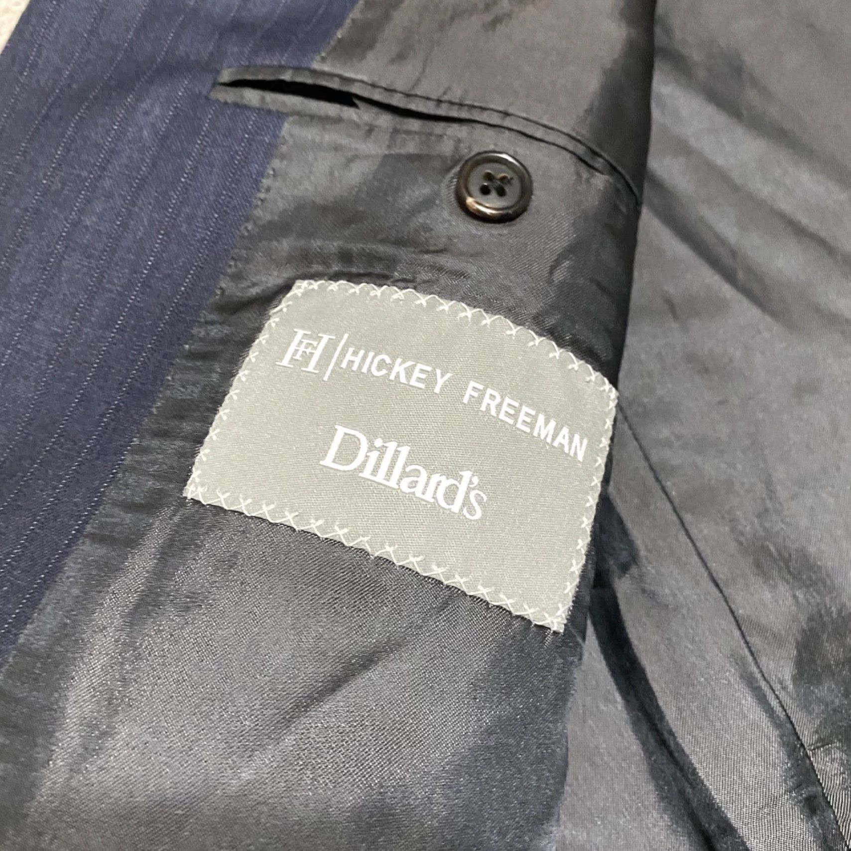 Loro Piana Hickey Freeman Blazer Mens 42 Wool Striped 2 Button Super 150s Loro Piana Blue Jacket Front Style Single-Breasted Chest 44" Adult Mens Debris? Size 42R - 4 Thumbnail