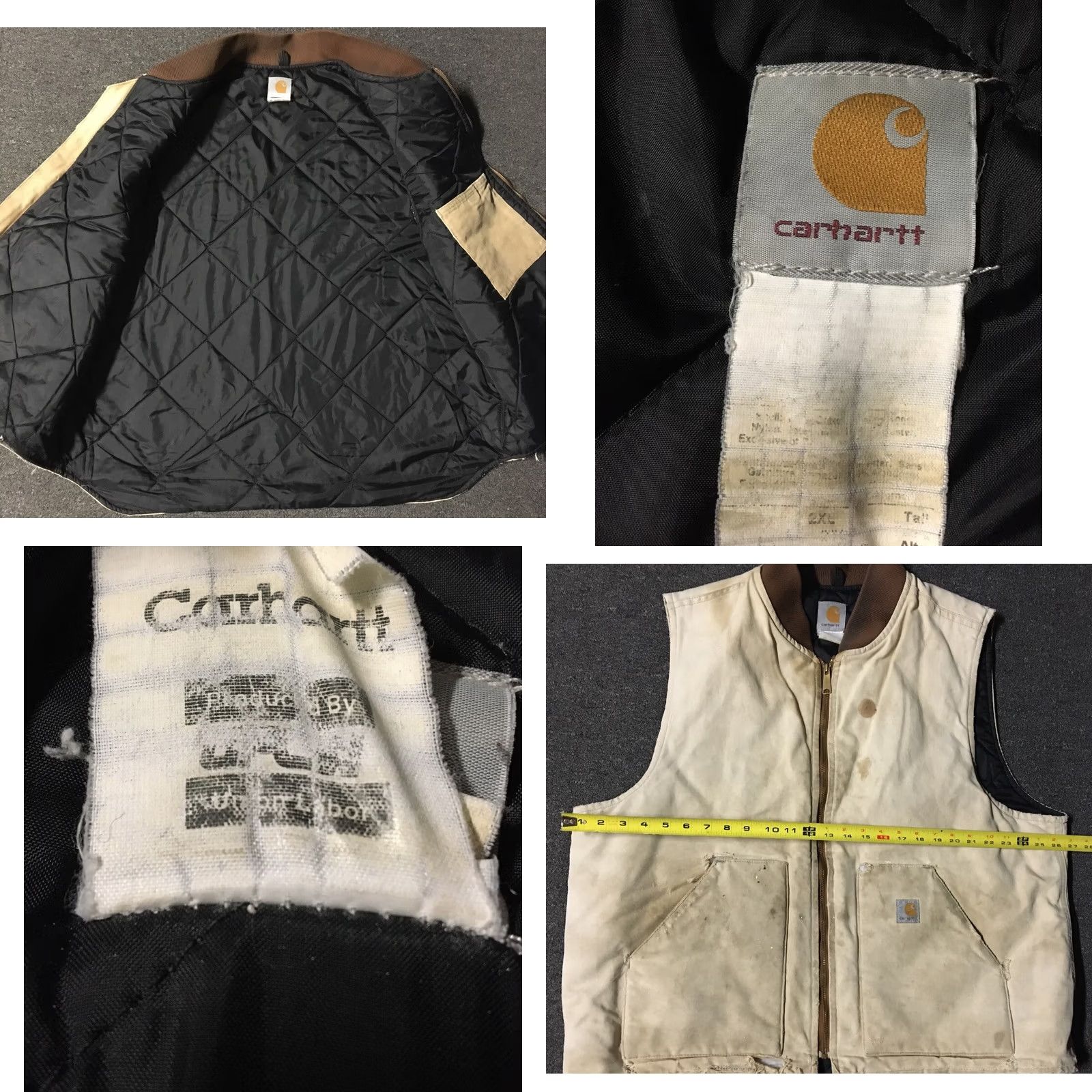 Carhartt VINTAGE Carhartt Vest 2XL Quilt Lined USA Beige Distressed 90s 80s Grunge Biker Punk Linen/Canvas Style: Motorcycle Jacket Mens Size US XXL / EU 58 / 5 - 8 Thumbnail