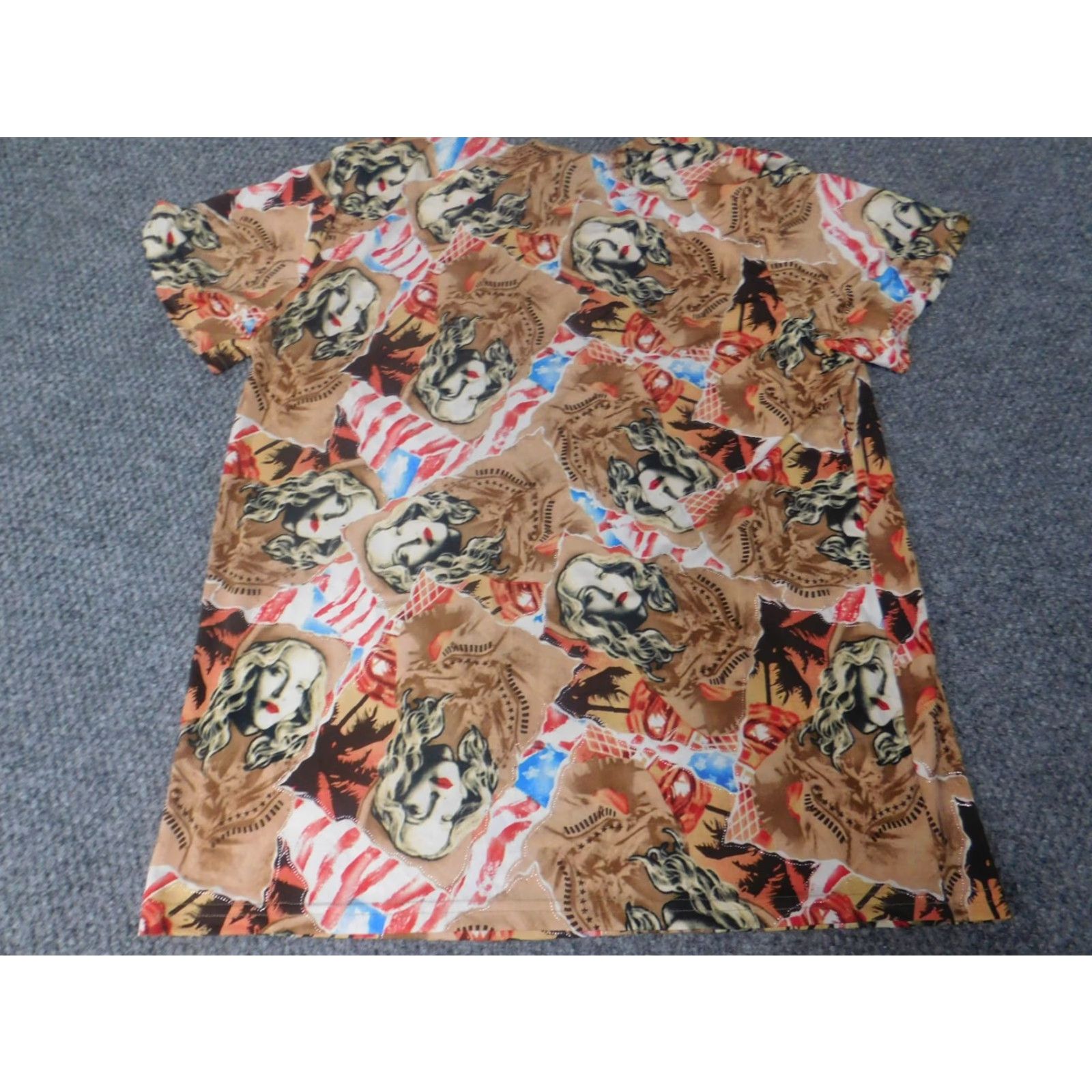 Vintage SPS Blouse Womens XL Brown Crew Neck Short Sleeve Pullover Polyester Rayon Butterfly Graphic Casual Regular Stretch Size XL / US 12-14 / IT 48-50 - 7 Thumbnail