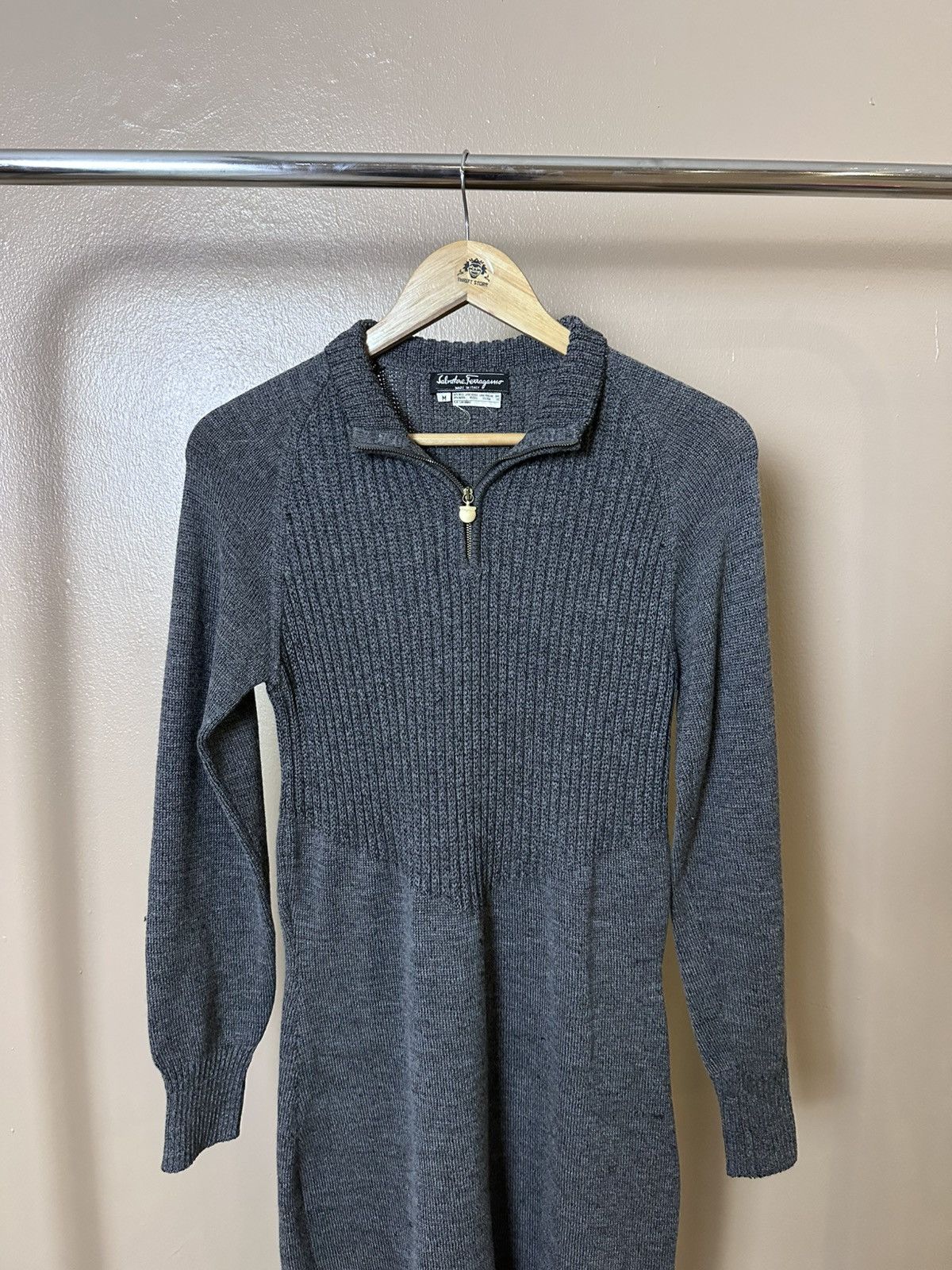 Salvatore Ferragamo × Vintage Salvatore Ferragamo Halfzip Knit Dress Size M / US 6-8 / IT 42-44 - 2 Thumbnail