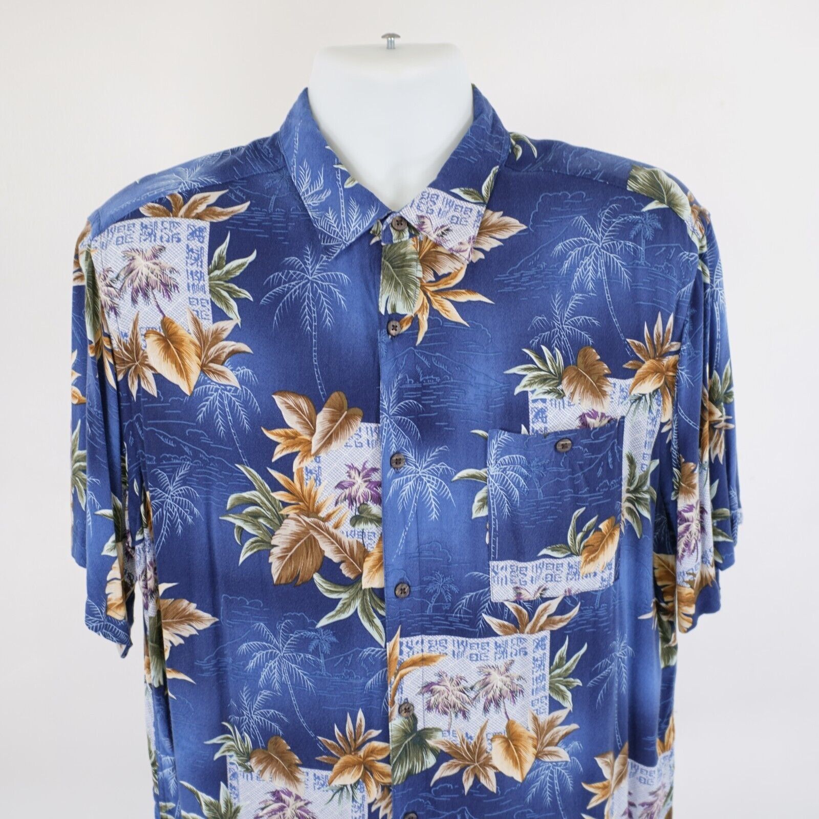 Campia Moda Campia Large Rayon Blue Floral Short Sleeve Hawaiian Collare Size US L / EU 52-54 / 3 - 1 Thumbnail