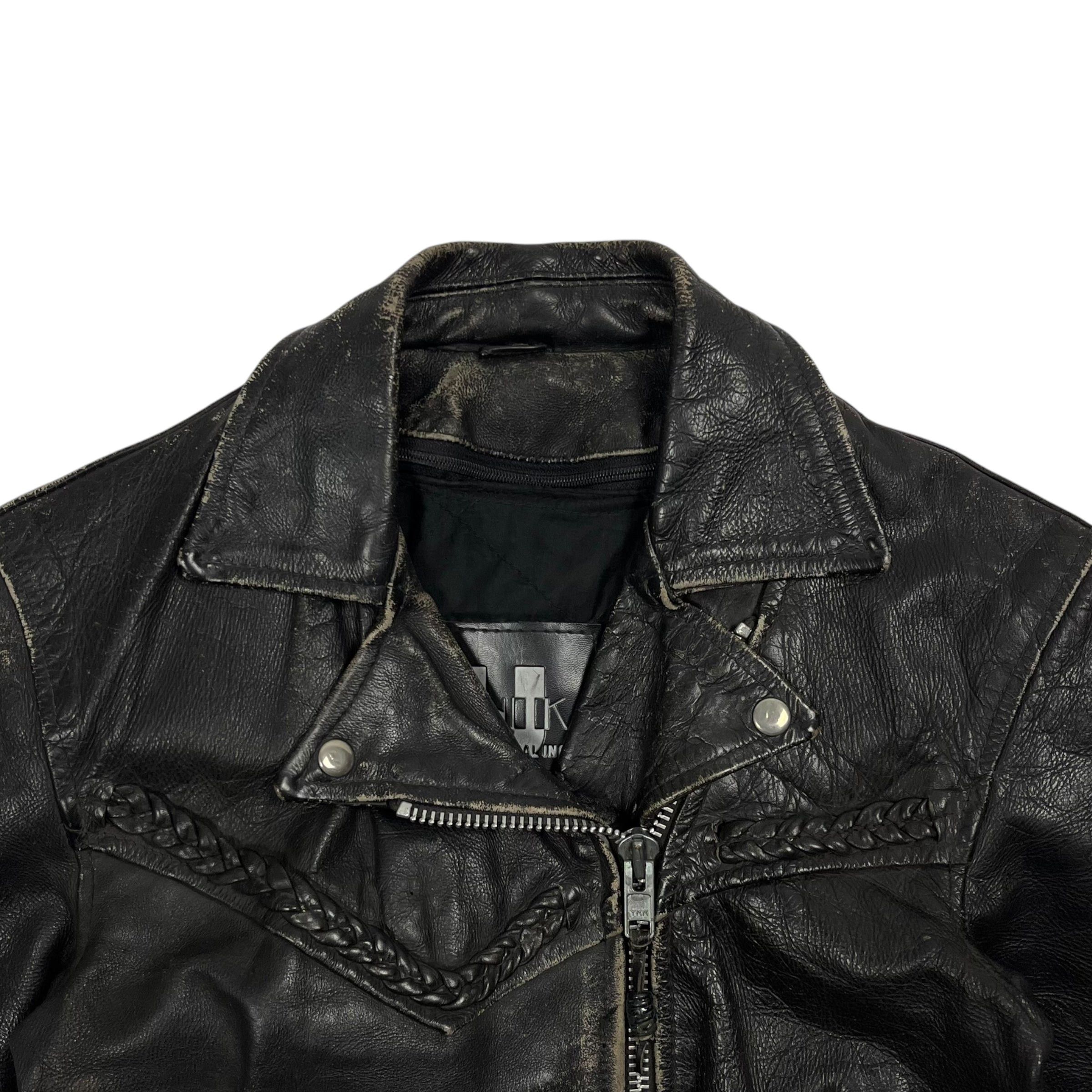 Vintage Cropped Leather Belted Bike Jacket - Size S Size US S / EU 44-46 / 1 - 4 Thumbnail