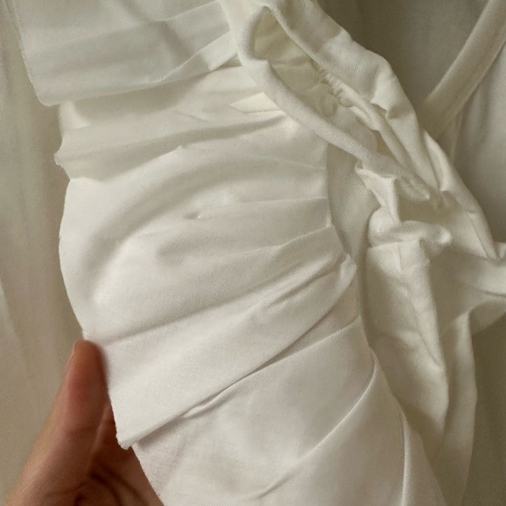Zara Ruffle Detail Collar V-neck Long Tshirt Dress Size L / US 10 / IT 46 - 6 Thumbnail