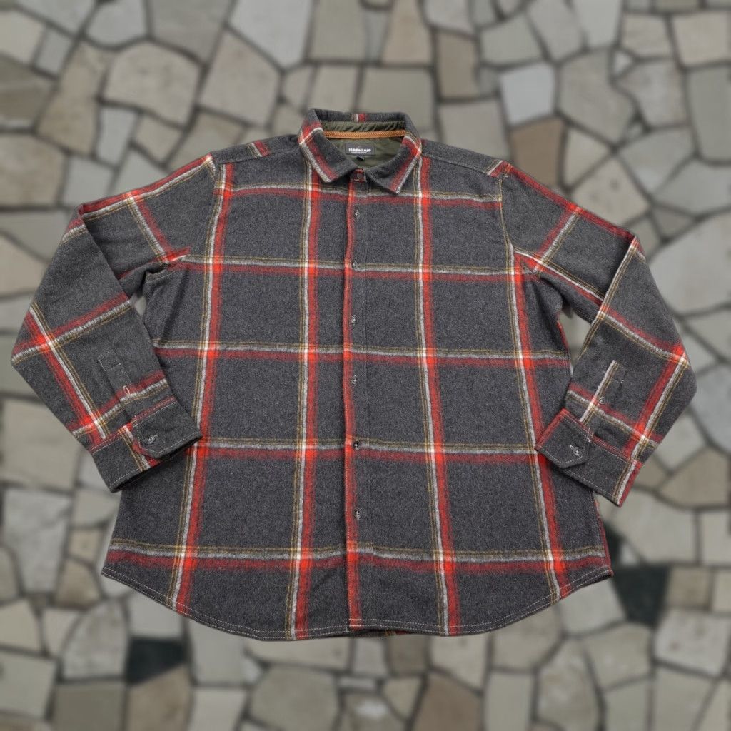 Vintage Jeremiah Shirt Mens Large Gray Red Plaid Wool Blend Flannel Shacket Frontier Size US L / EU 52-54 / 3 - 1 Thumbnail