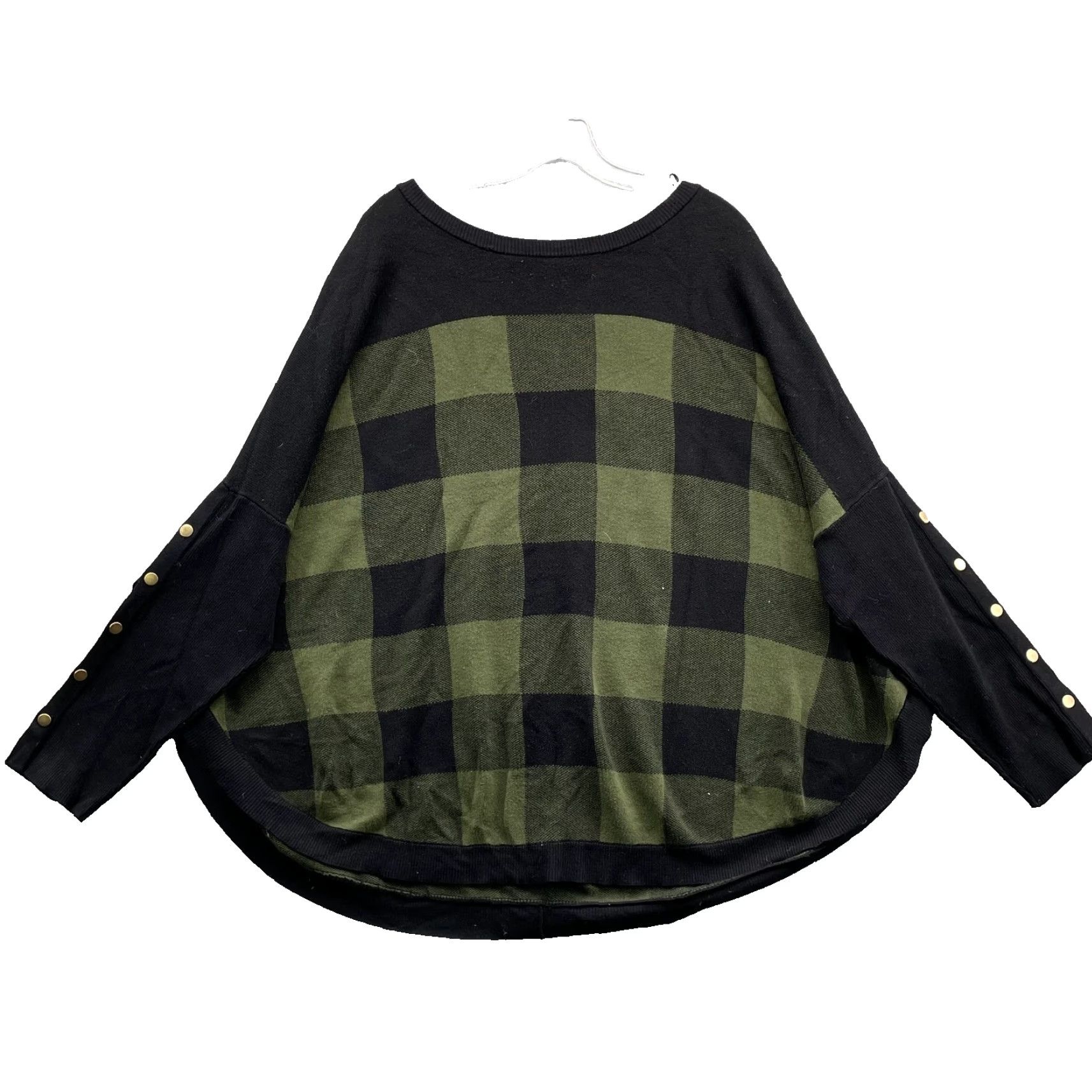 Vintage Joseph A. Sweater Top Women's 2X Cape Plaid Corpcore Fall Preppy Career Travel 90s Green Size XXL / US 16-18 / IT 52-54 - 2 Thumbnail