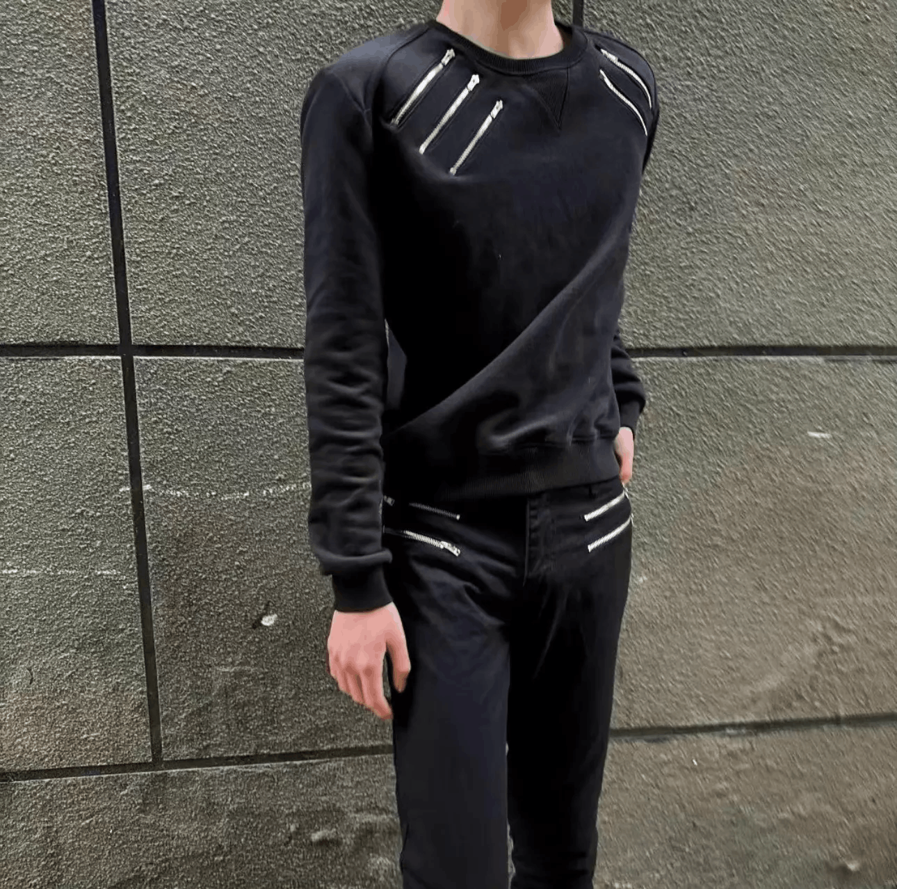 Saint Laurent Paris Saint Laurent 15fw five-zip crewneck sweatshirt black Size US M / EU 48-50 / 2 - 8 Thumbnail
