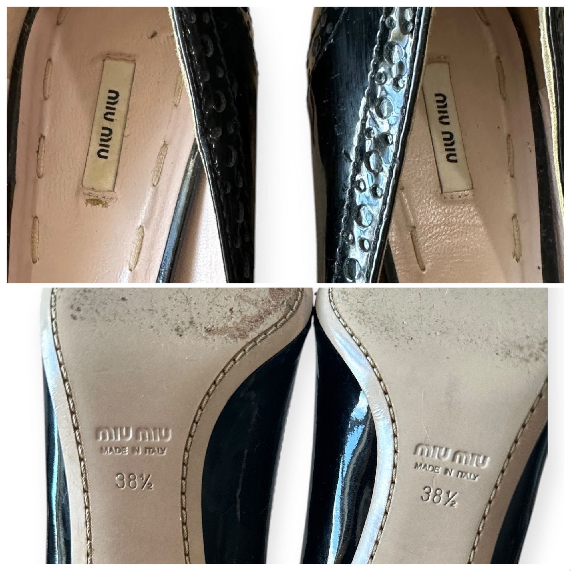 Miu Miu Miu Miu Black Patent Pumps with Studded Bow with perfs, Si Size US 8.5 / IT 38.5 - 10 Thumbnail