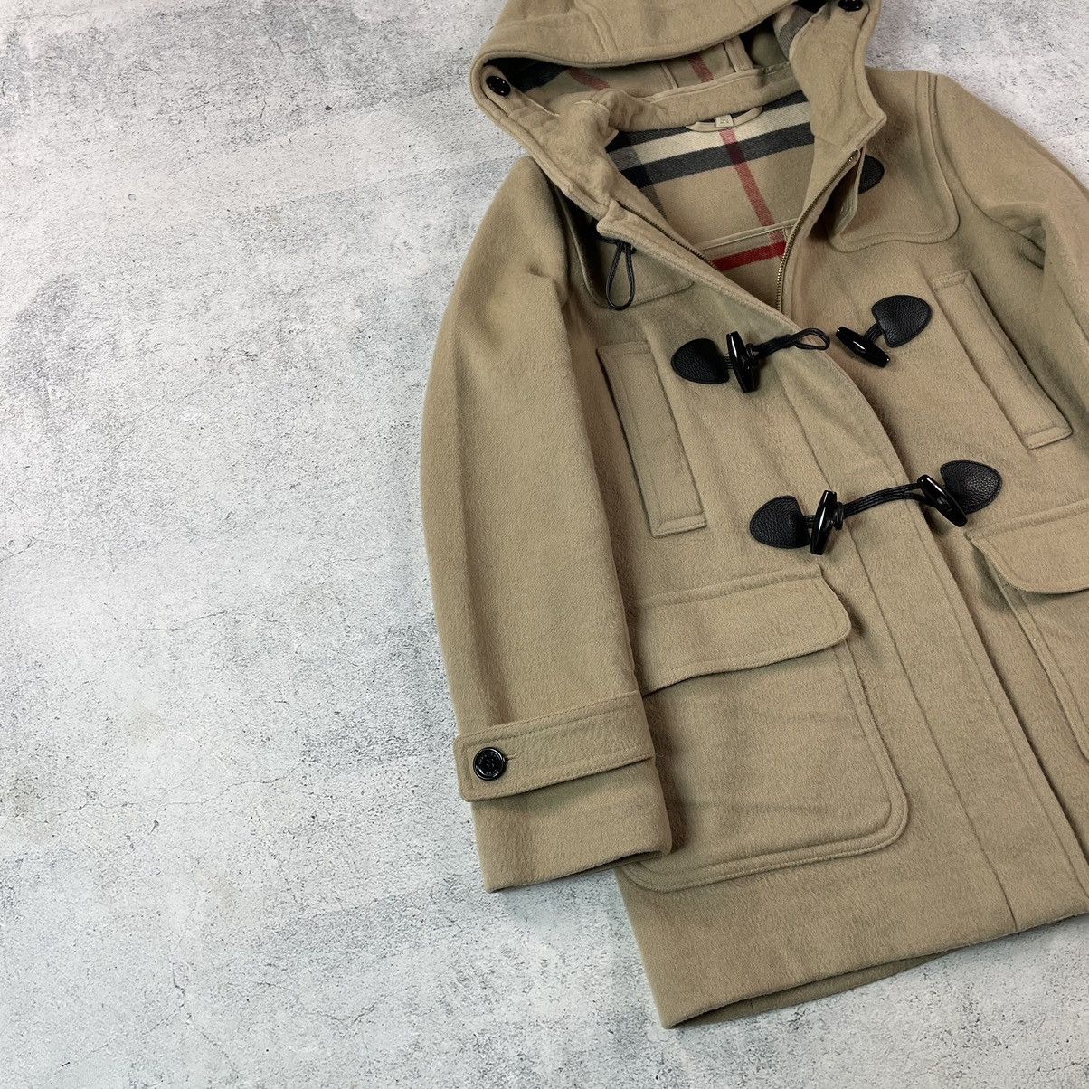 Burberry Brit Check Lined Wool Blend Duffle Coat In Beige