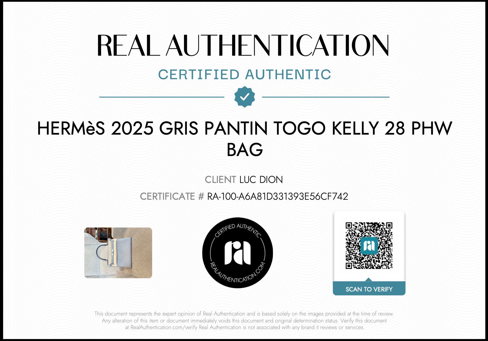 Hermes Hermès 2025 Gris Pantin Togo Kelly Retourne 28 PHW Bag Size ONE SIZE - 21 Thumbnail