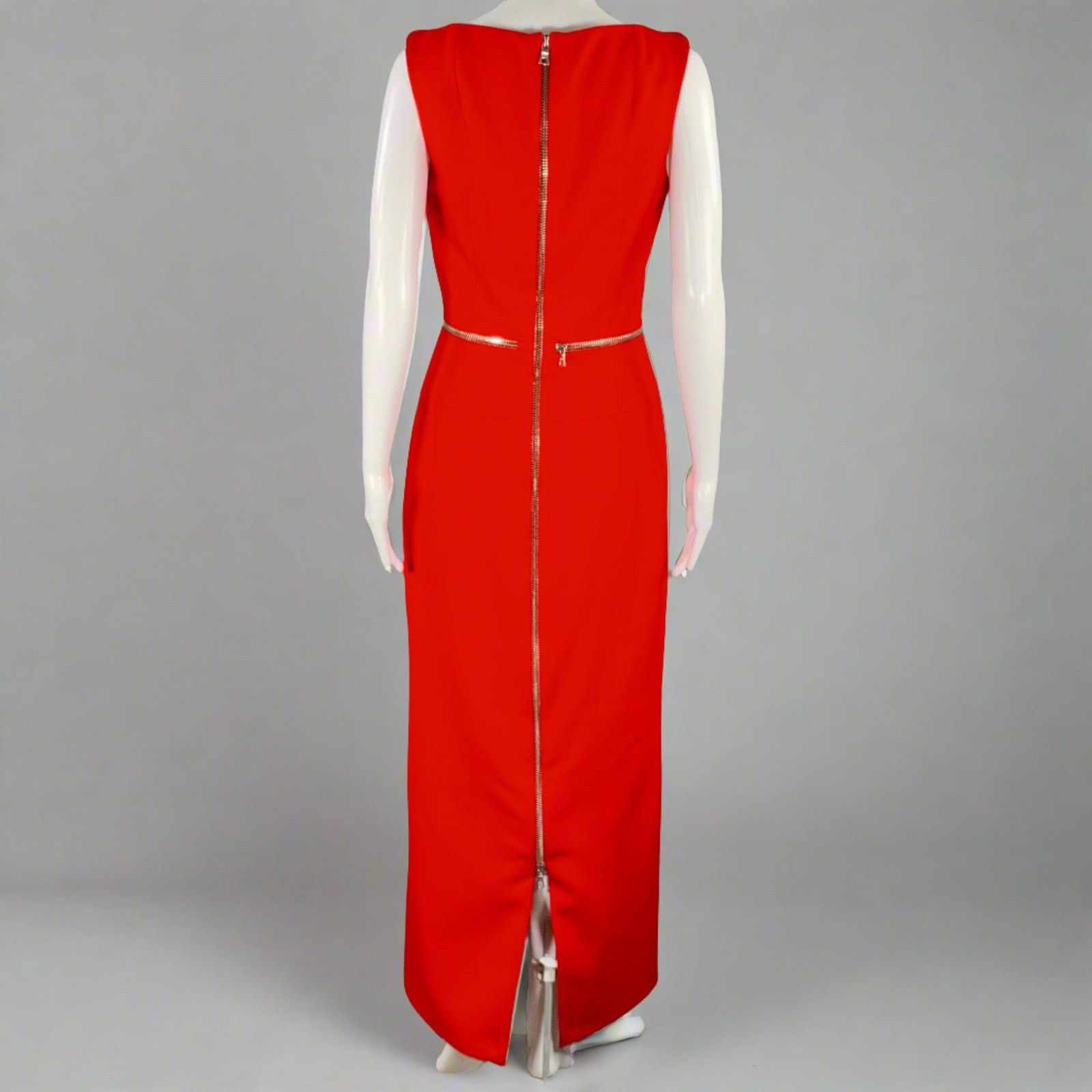 Other DAVID KOMA Red Silver Wool Sleeveless Zippers Gown Dress Size M / US 6-8 / IT 42-44 - 4 Thumbnail