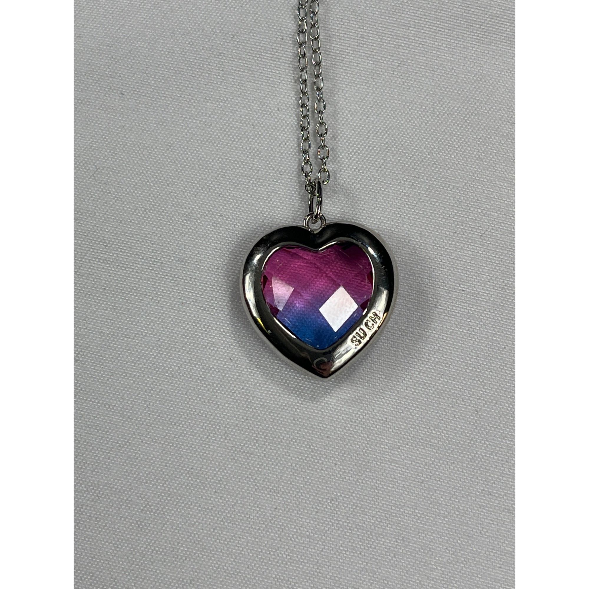 Designer SU CH SKU 7850 Heart Shaped Purple and Pink Crystal Pendant Size ONE SIZE - 6 Thumbnail