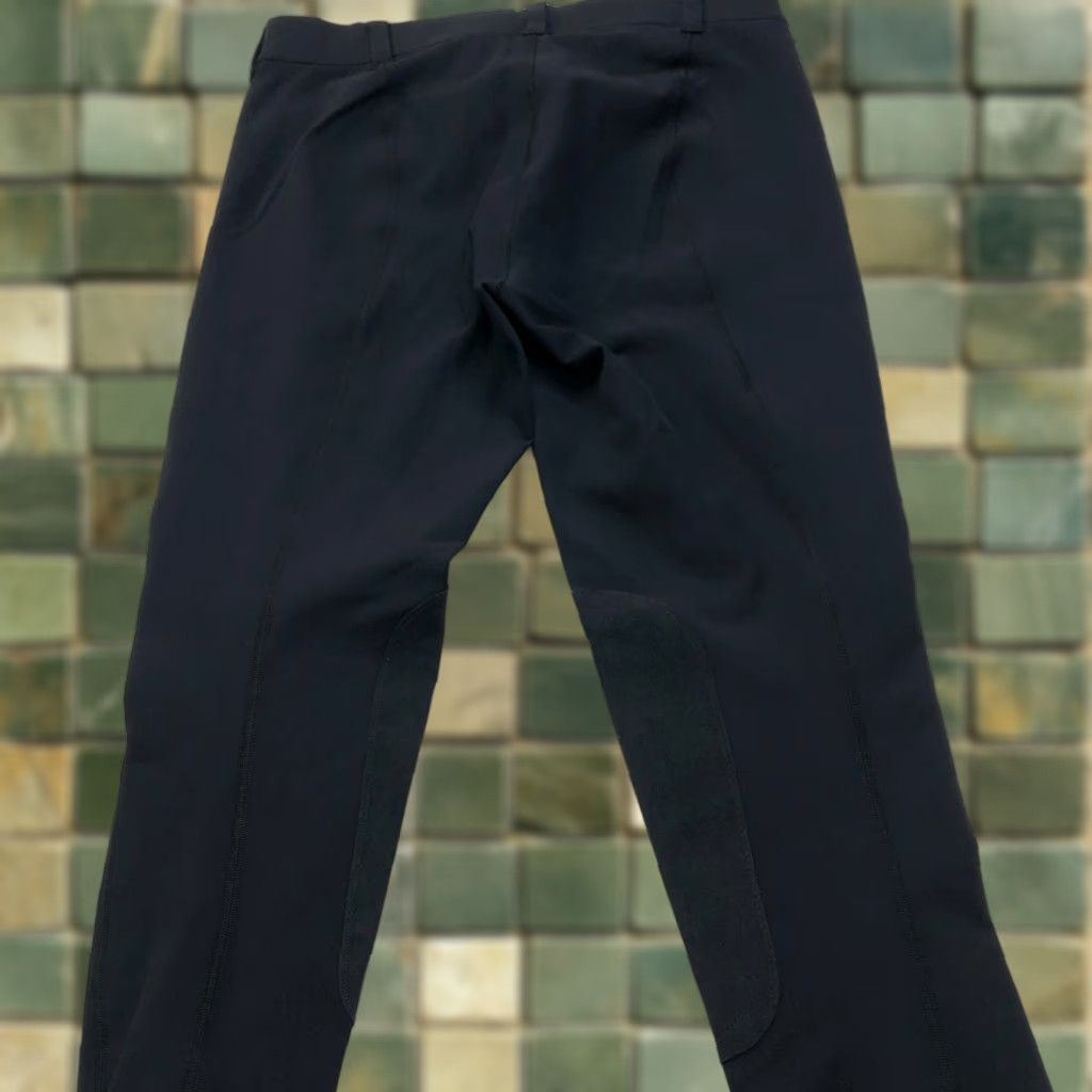 Vintage Irideon Large (Fit 30W 26.5L) Equestrian Breeches Mid Rise Knee Patch Pants Women Pants Black Solid Modern Casual Size 36" / US 14 / IT 50 - 1 Thumbnail