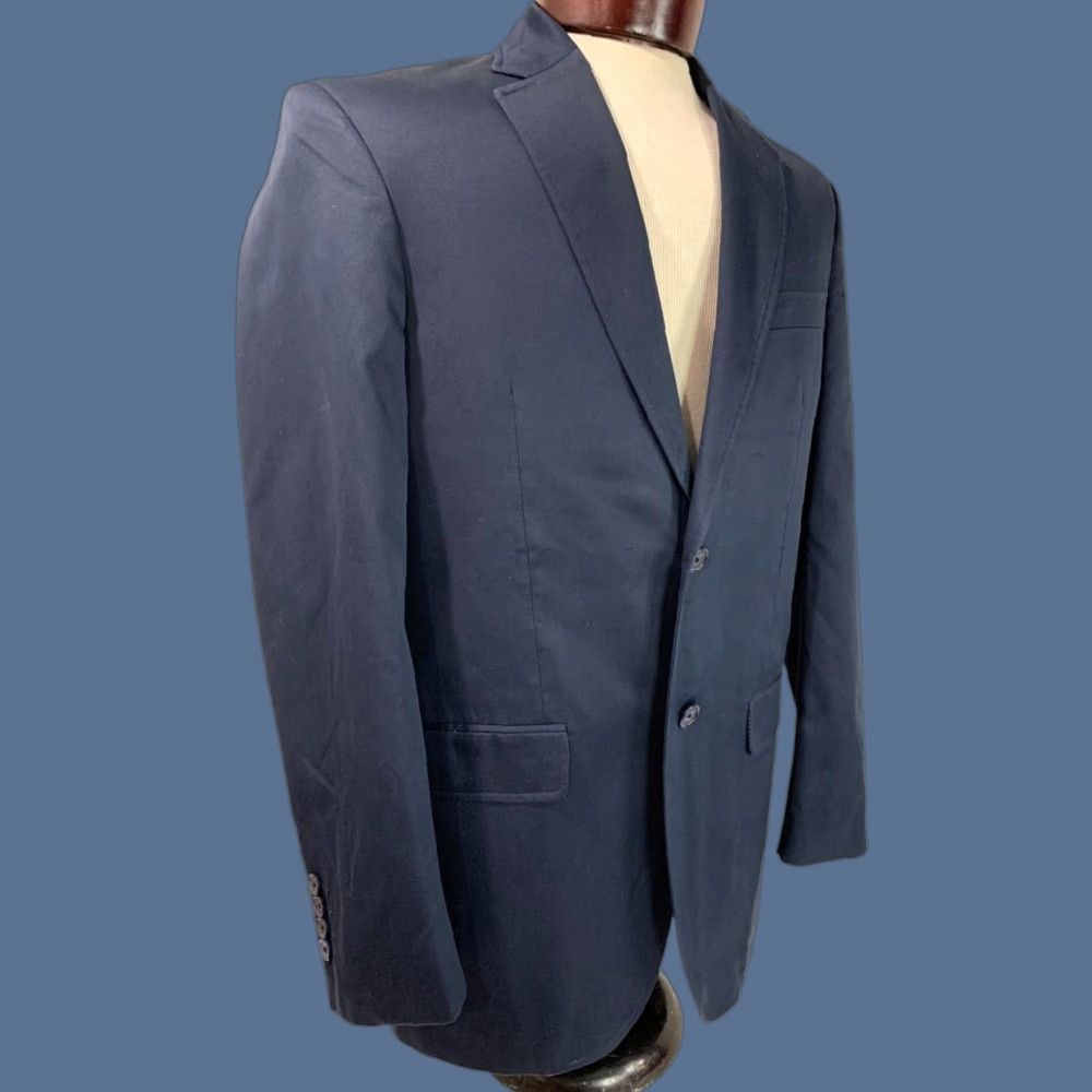 Tommy Hilfiger VINTAGE Tommy Hilfiger Mens Navy Blue Cotton Sport Coat Jacket 38R Blazer Shirt? Size 38R - 1 Thumbnail