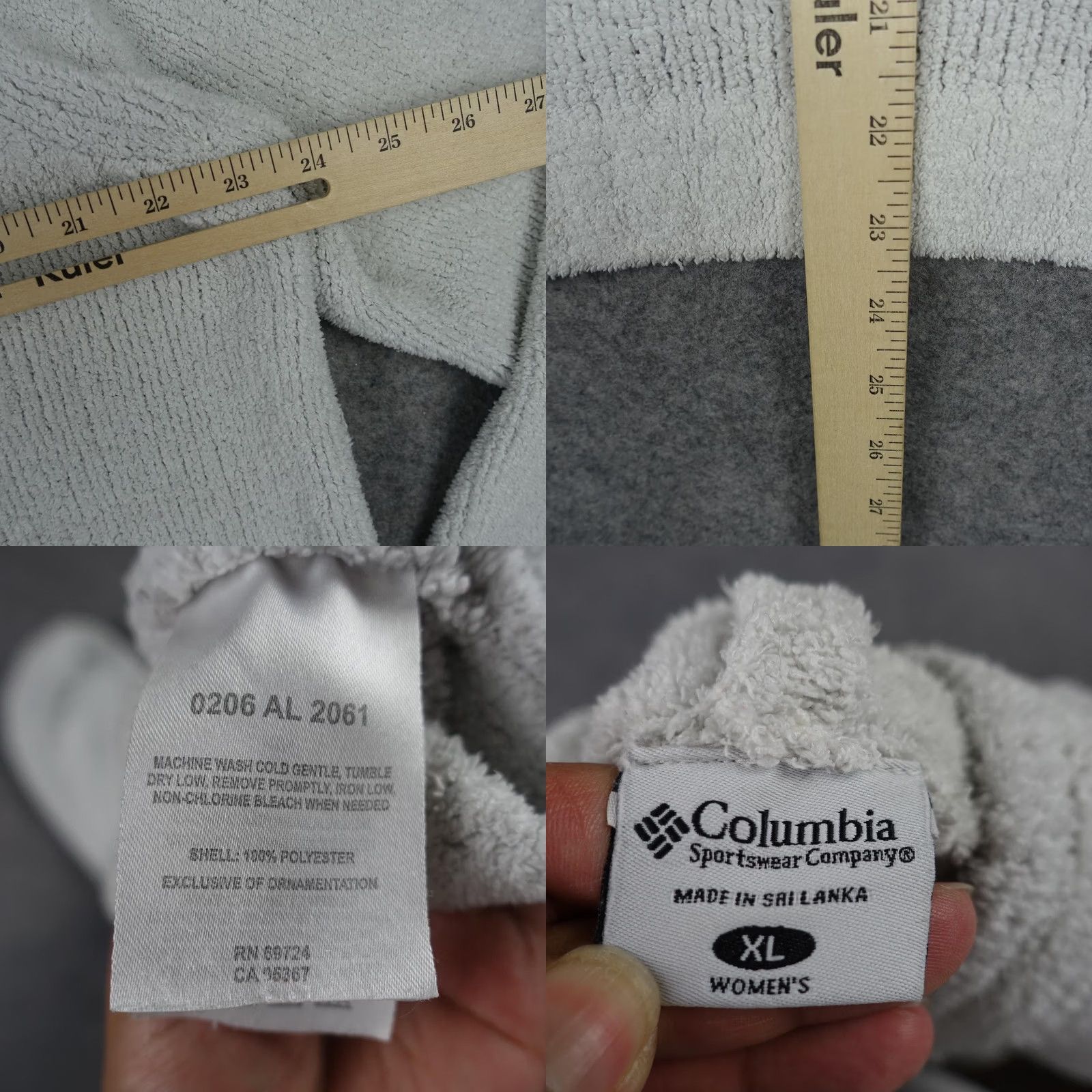 Vintage Columbia Sweater Womens XL Gray Hooded Full Zip Fleece Textured Cozy Knit Sherpa Size XL / US 12-14 / IT 48-50 - 8 Thumbnail