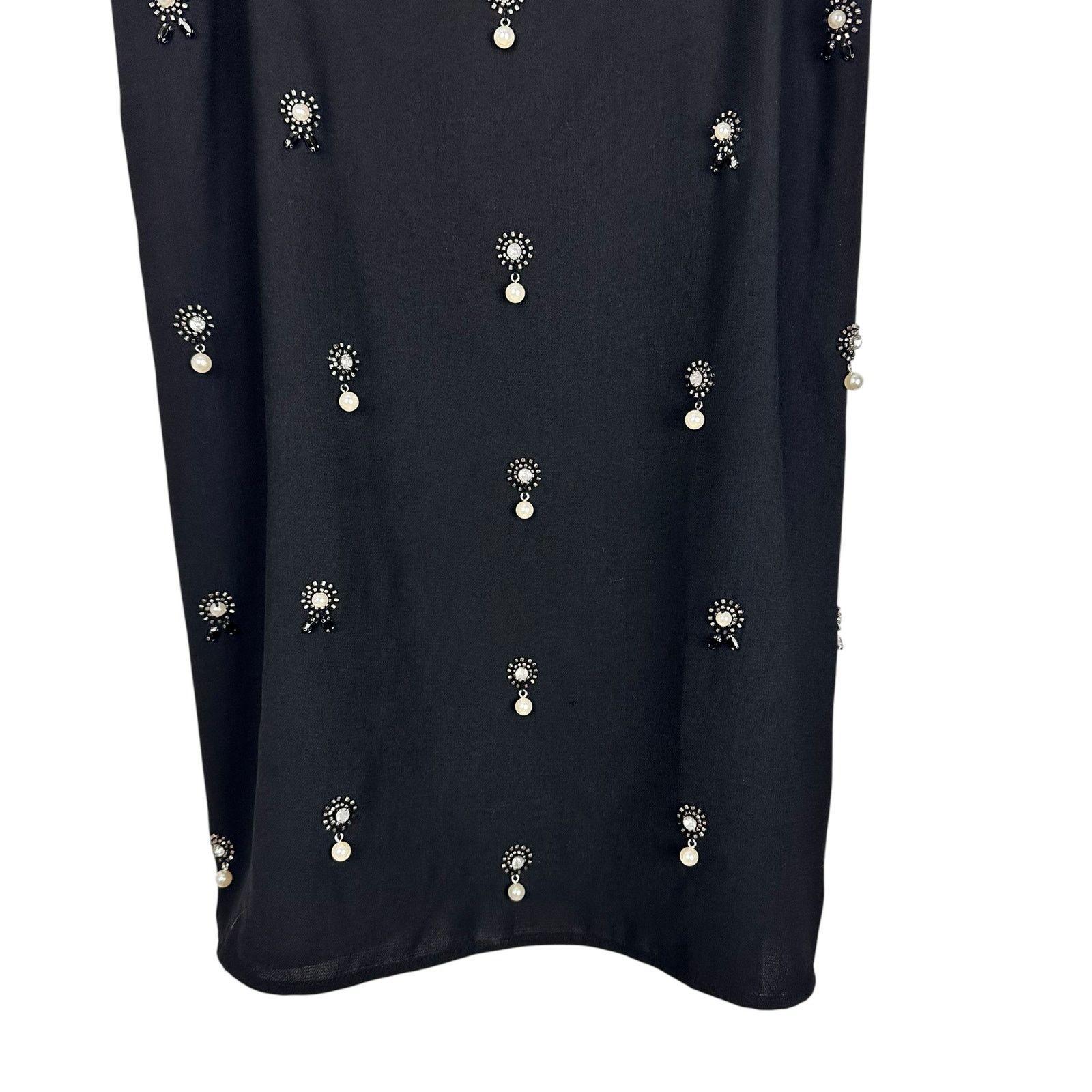 H&M H&M Appliquéd Holiday Slip Dress Pearl Rhinestones Black S Size S / US 4 / IT 40 - 6 Thumbnail