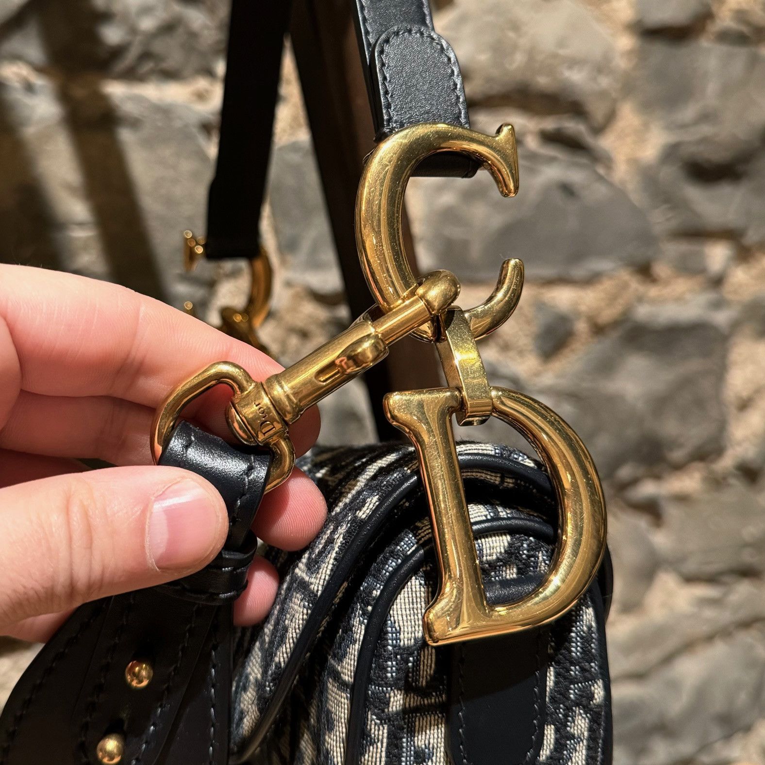 Dior Dior 2018 Blue Oblique Saddle Bag w/ Studded Strap Size ONE SIZE - 4 Thumbnail