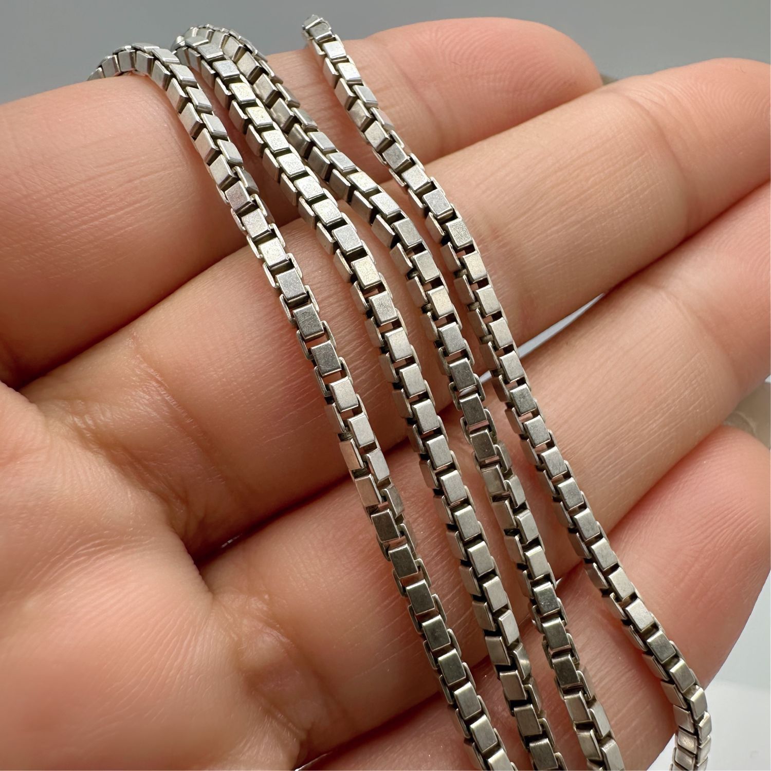 Sterling Silver Vintage 925 Sterling Silver Box Chain Necklace Size ONE SIZE - 8 Thumbnail