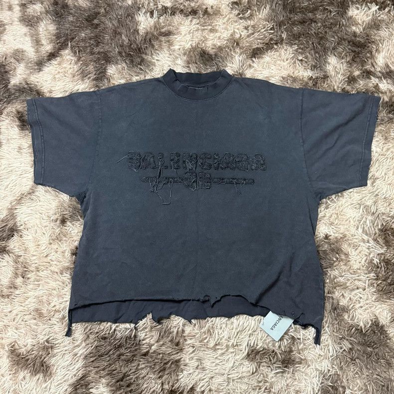 トップス BALENCIAGA destroyed mirror logo tshirt Balenciaga Inside Out Mirror Destroyed Cotton T-Shirt in