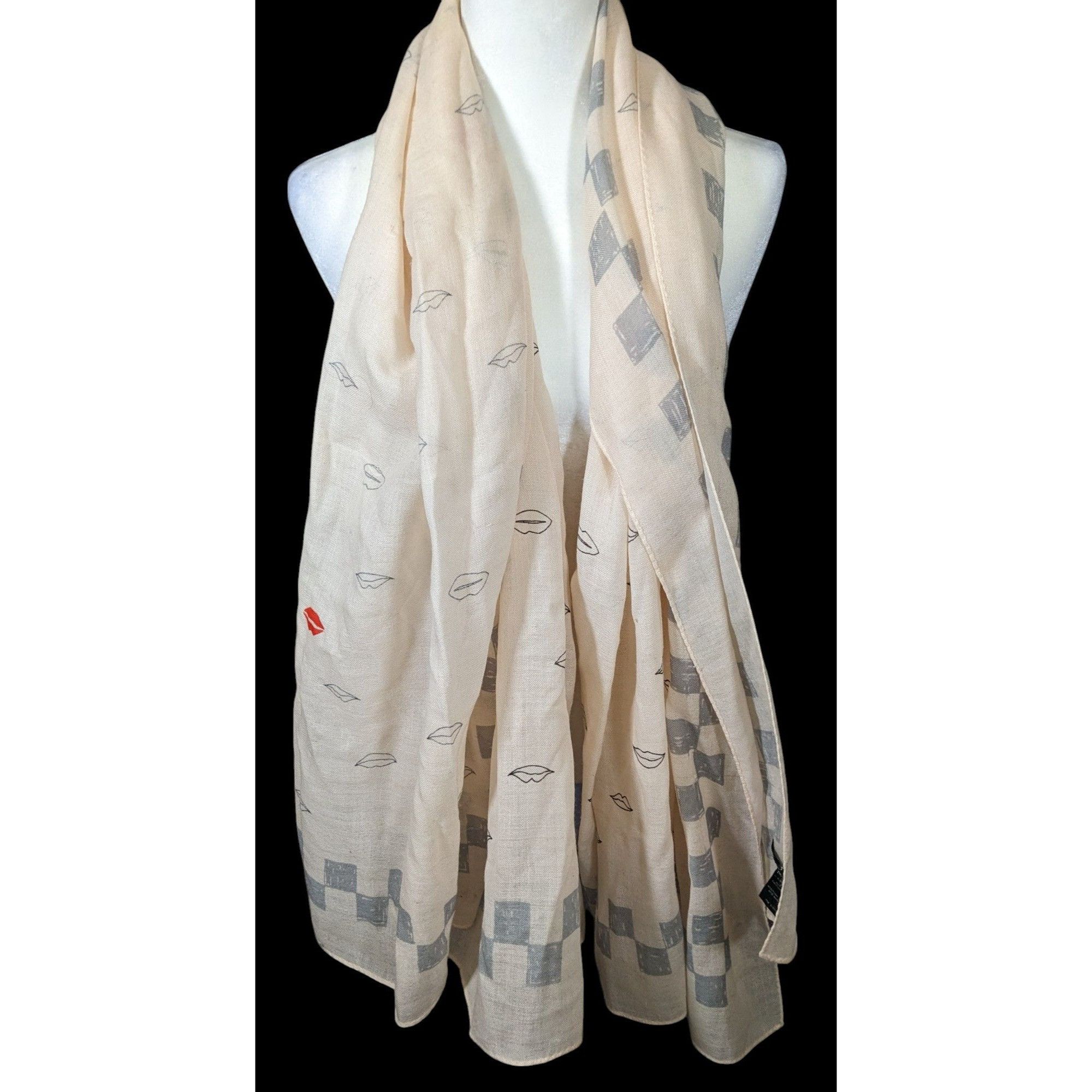 Rag & Bone Rag & Bone Checkerboard Lip Print Shawl/Scarf Size ONE SIZE - 2 Thumbnail