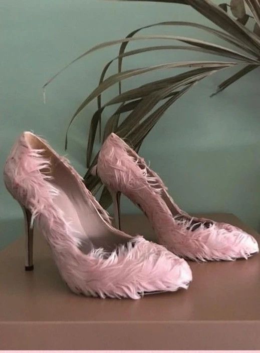 Gucci Shoes Heels Sandals Tom Ford Feather Vintage in Pink, Women's (Size 7)