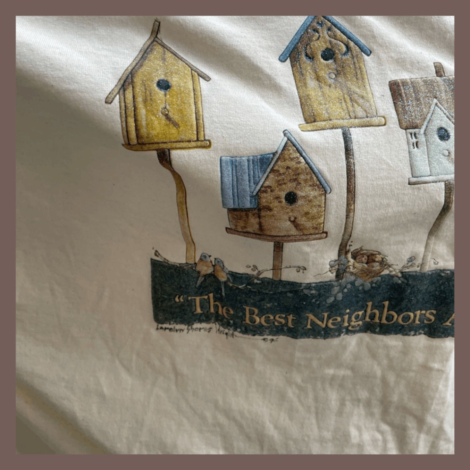 Jerzees × Vintage VTG Graphic Tee Jerzees Birdhouse Print Cream 90s Grannycore Size XXL / US 16-18 / IT 52-54 - 5 Thumbnail