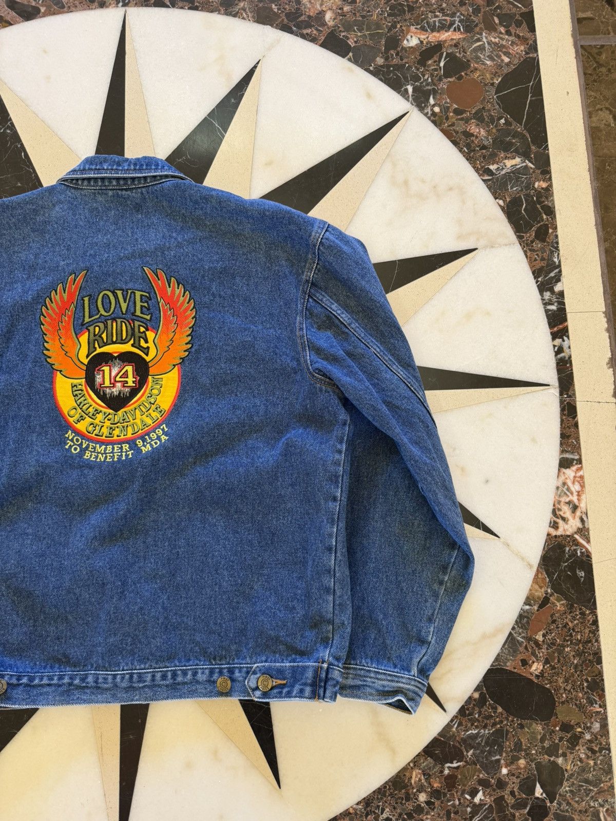 Harley Davidson Vintage 1997 Harley-Davidson Love Ride Denim Jacket Medium Size US M / EU 48-50 / 2 - 1 Thumbnail