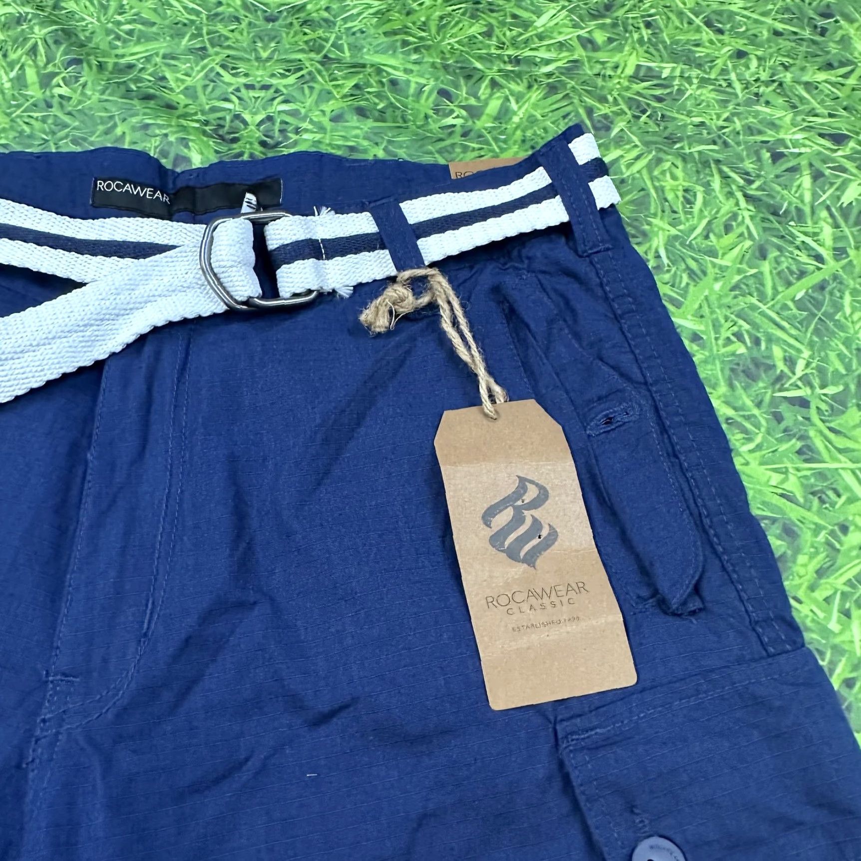 Rocawear Rocawear Jay-Z Blueprint Cargo Shorts Mens W34 Blue Belted Pockets NWT Size US 34 / EU 50 - 3 Thumbnail