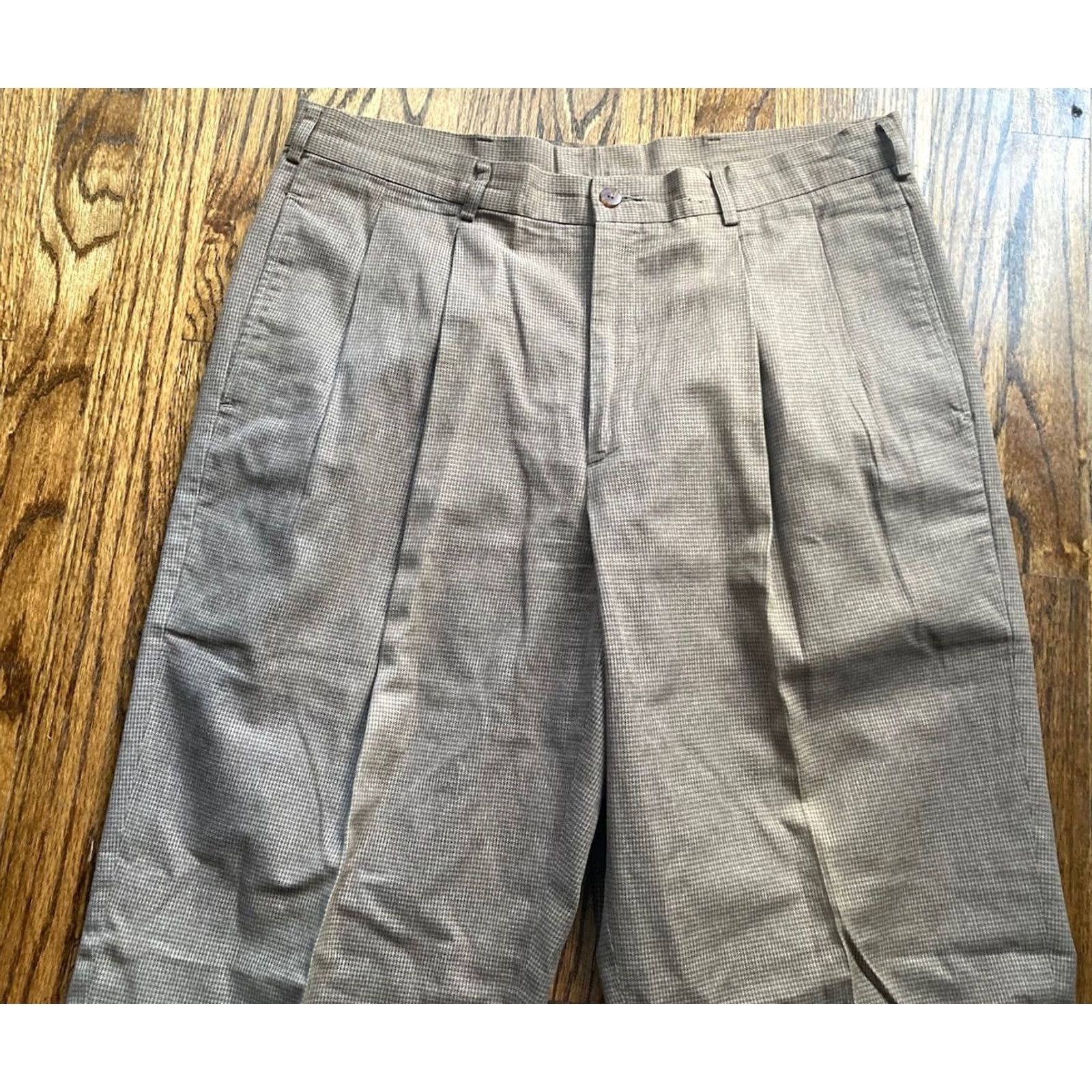 Abercrombie & Fitch VINTAGE Abercrombie Fitch Pants VTG 90s Brown Houndstooth Mens 36x34 fits 34x32 Slacks Size US 36 / EU 52 - 2 Thumbnail