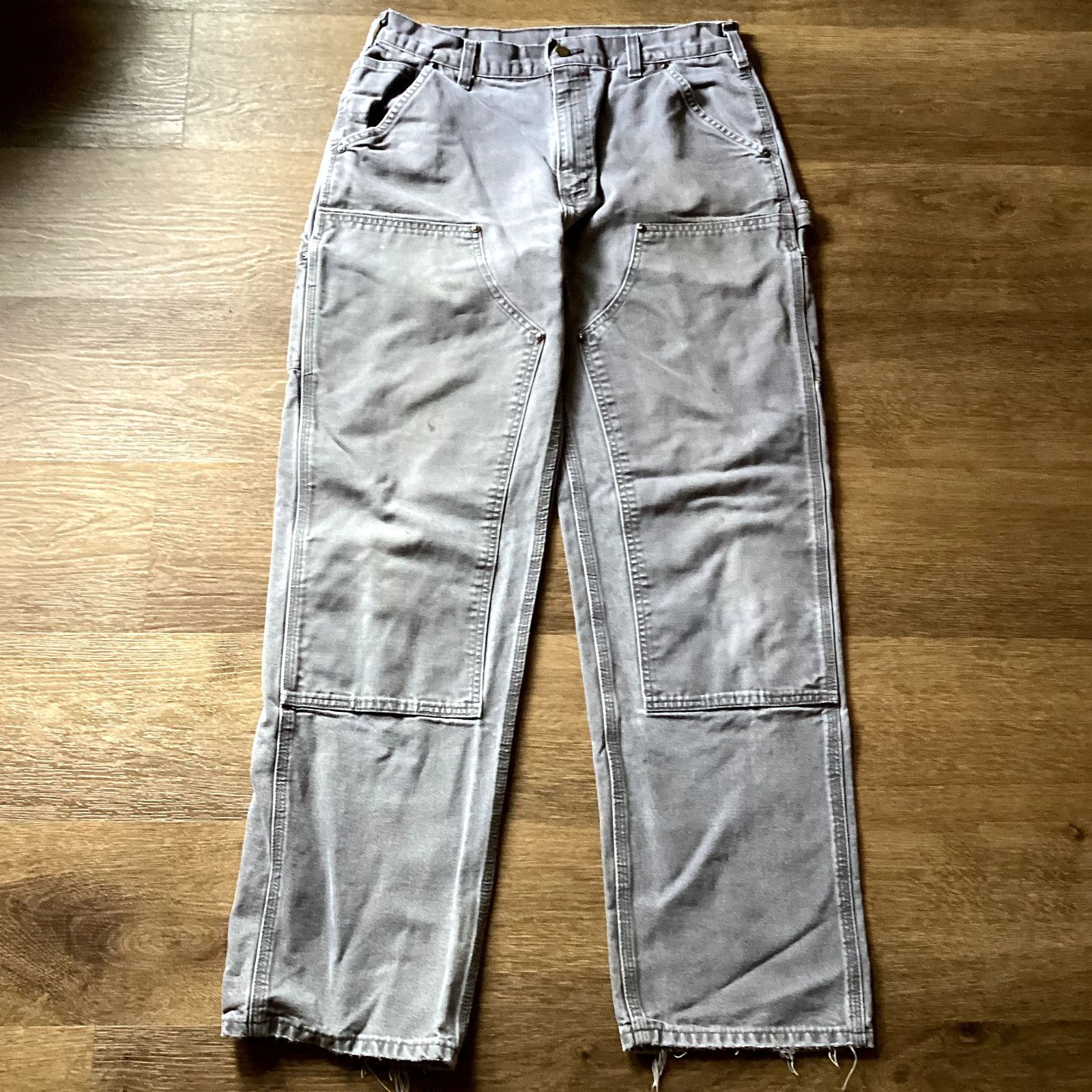 Carhartt Faded Grey Carhartt Double Knee Logger Pants 34 x 34 Size US 34 / EU 50 - 1 Thumbnail