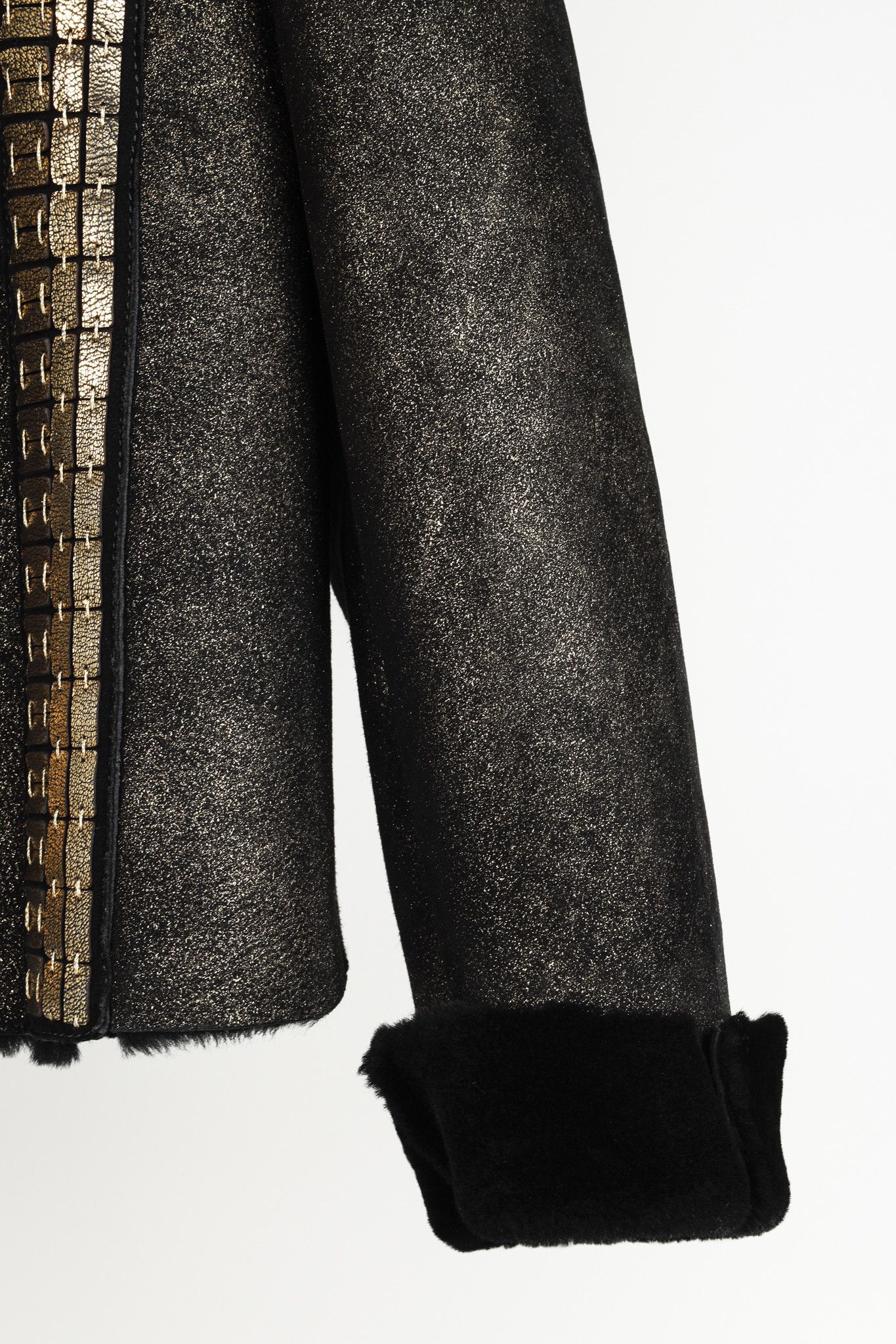 Roberto Cavalli Roberto Cavalli Embellished Black Gold Sheepskin Jacket Size M / US 6-8 / IT 42-44 - 7 Thumbnail